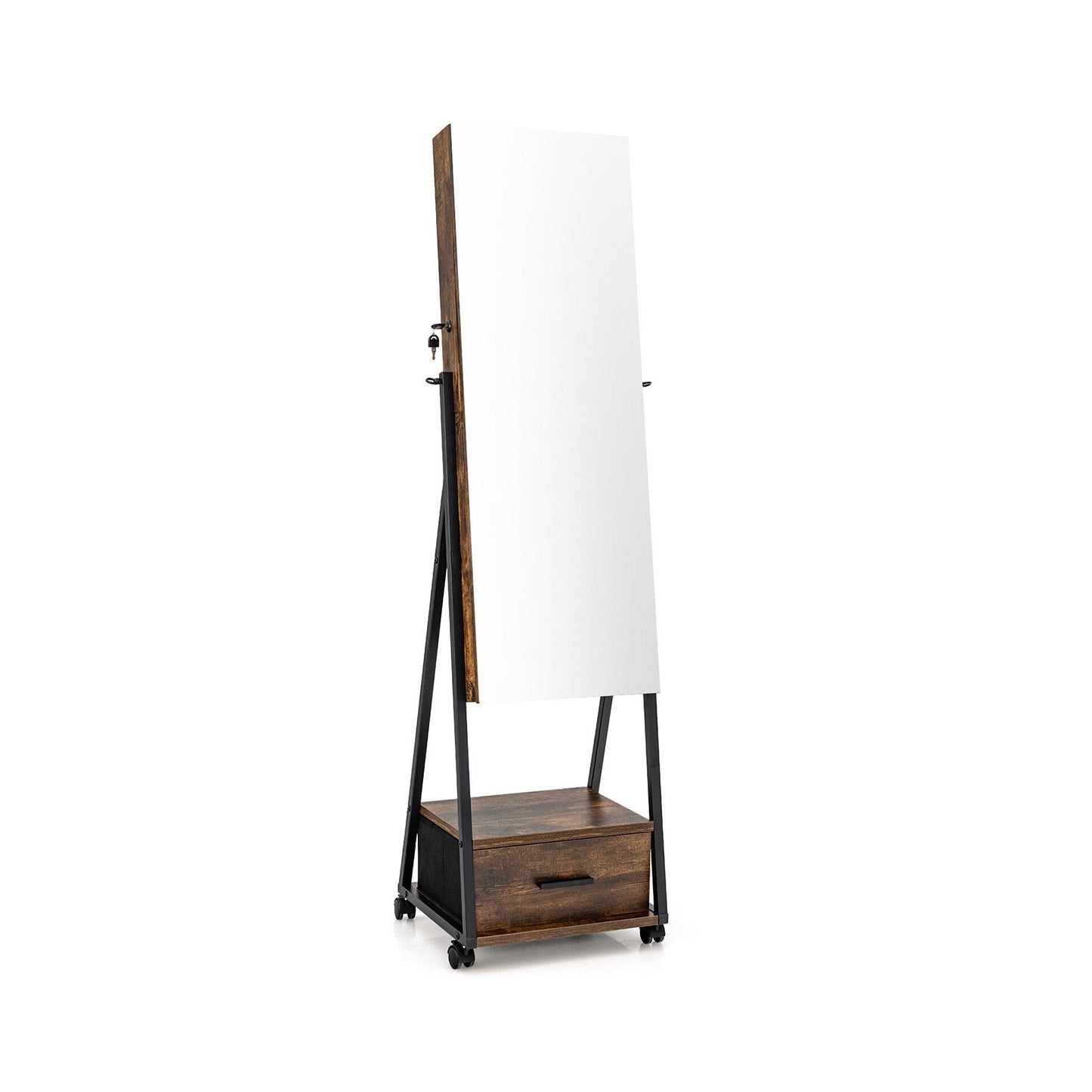Jewelry Cabinet with Full-Length Mirror-Black