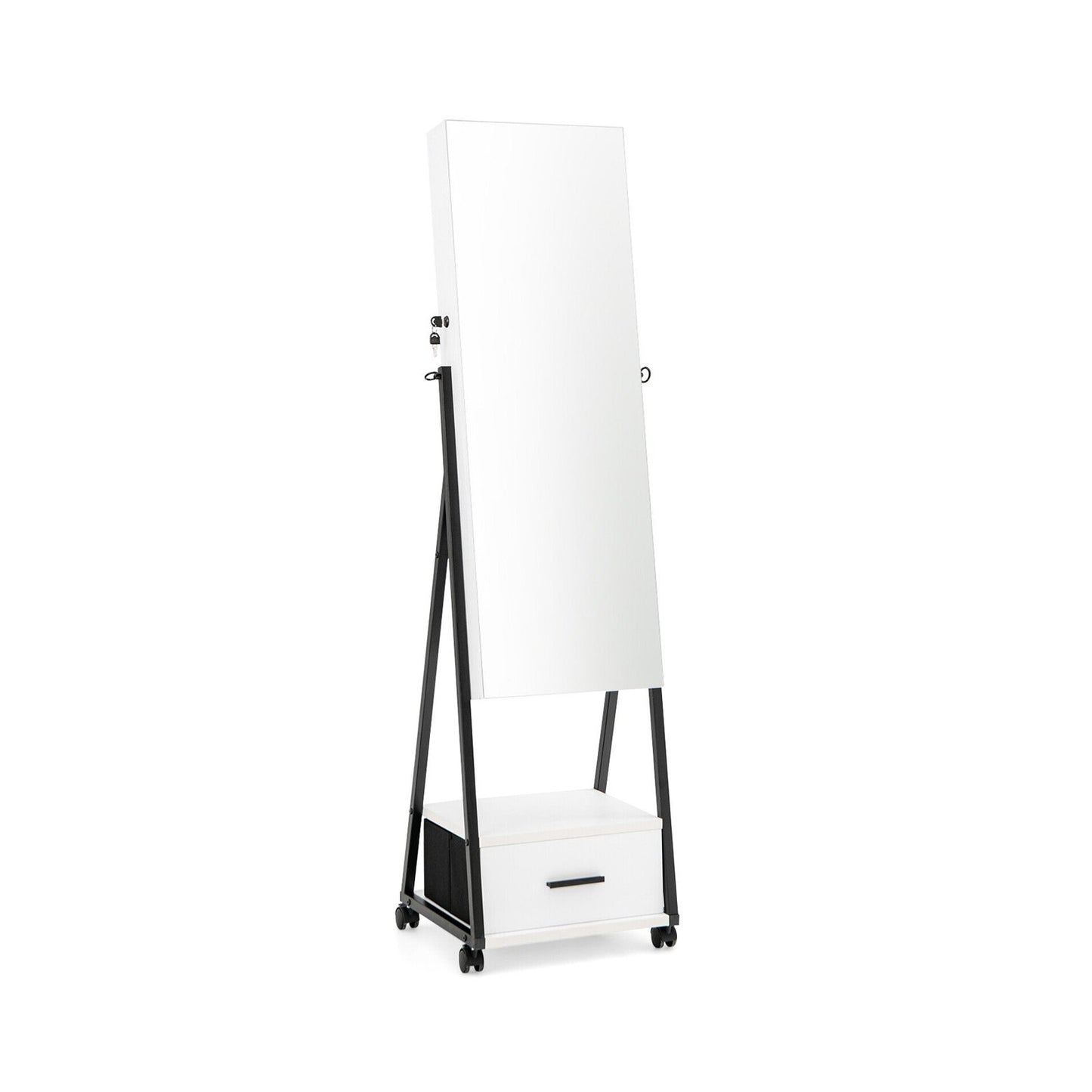 Jewelry Cabinet with Full-Length Mirror-Black