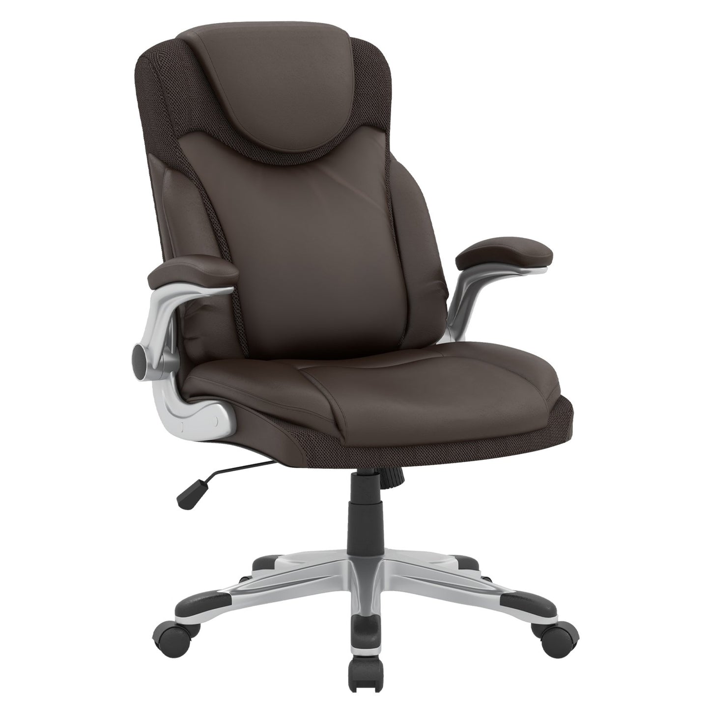 Ergonomic Office PU Leather Executive Chair with Flip-up Armrests and Rocking Function-Black