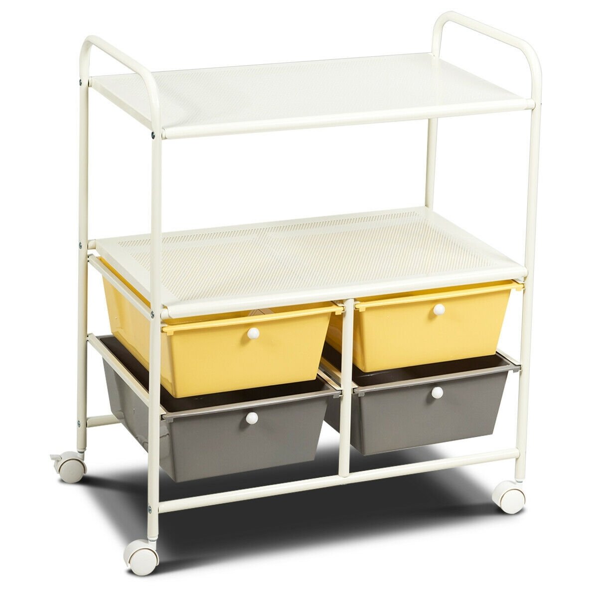 4 Drawers Shelves Rolling Storage Cart Rack-Black