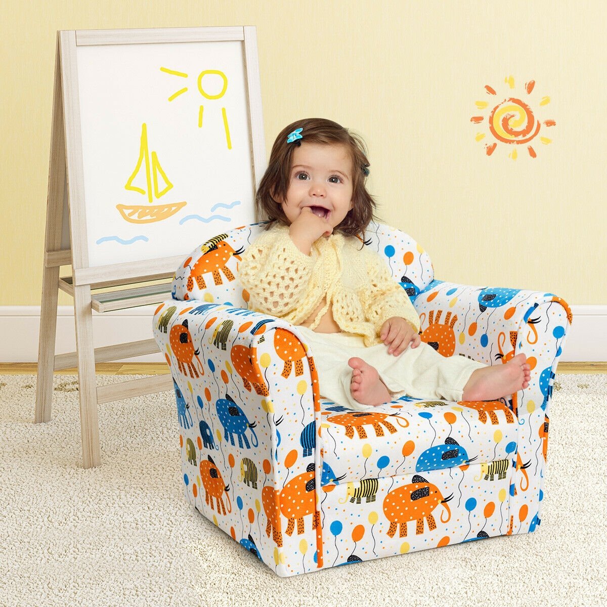 Kids Astronaut Armrest Upholstered Couch