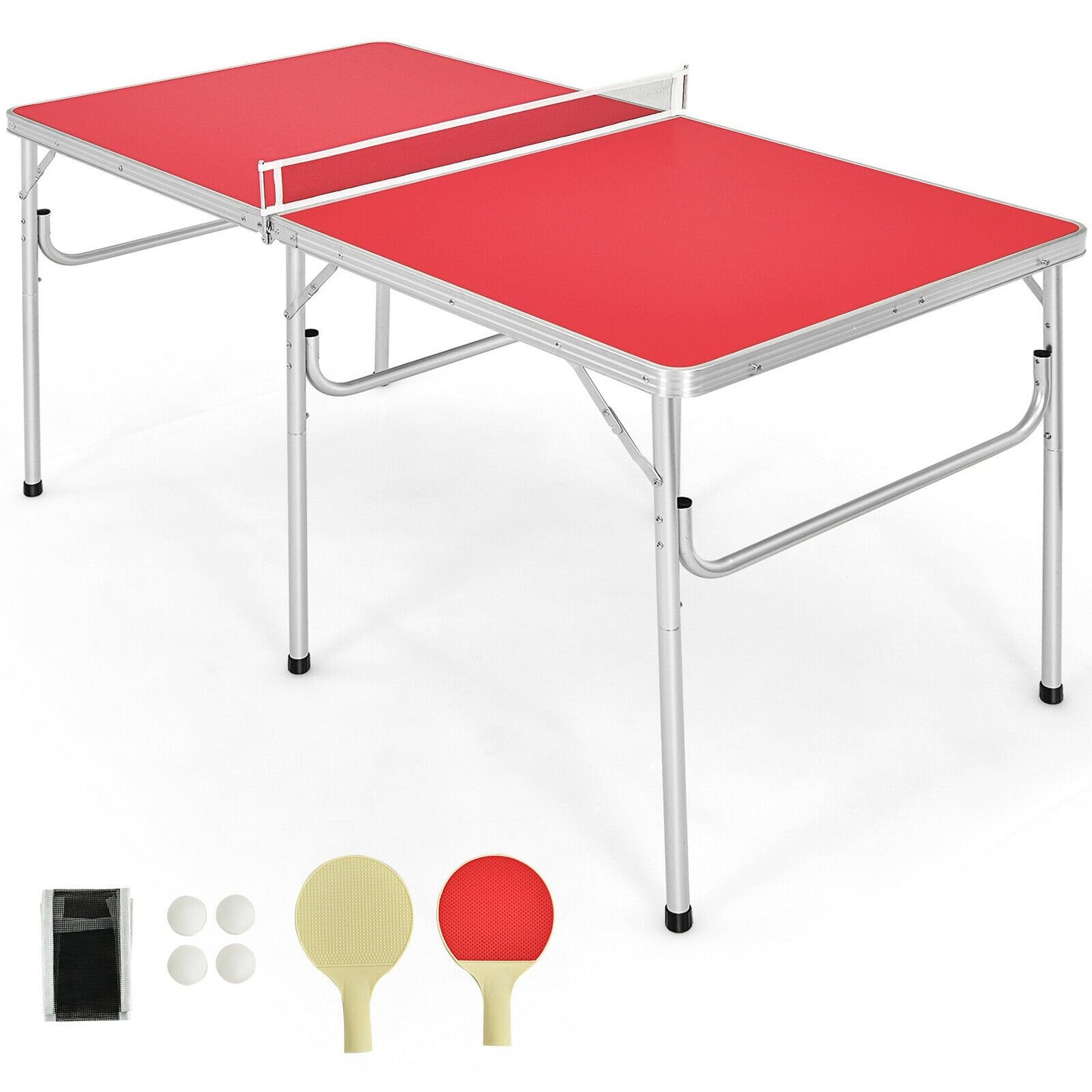 60 Inch Portable Tennis Ping Pong Folding Table with Accessories-Blue
