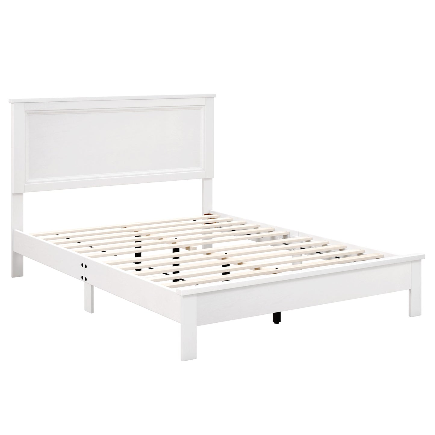 Full Size Platform Slat Bed Frame with High Headboard-Black