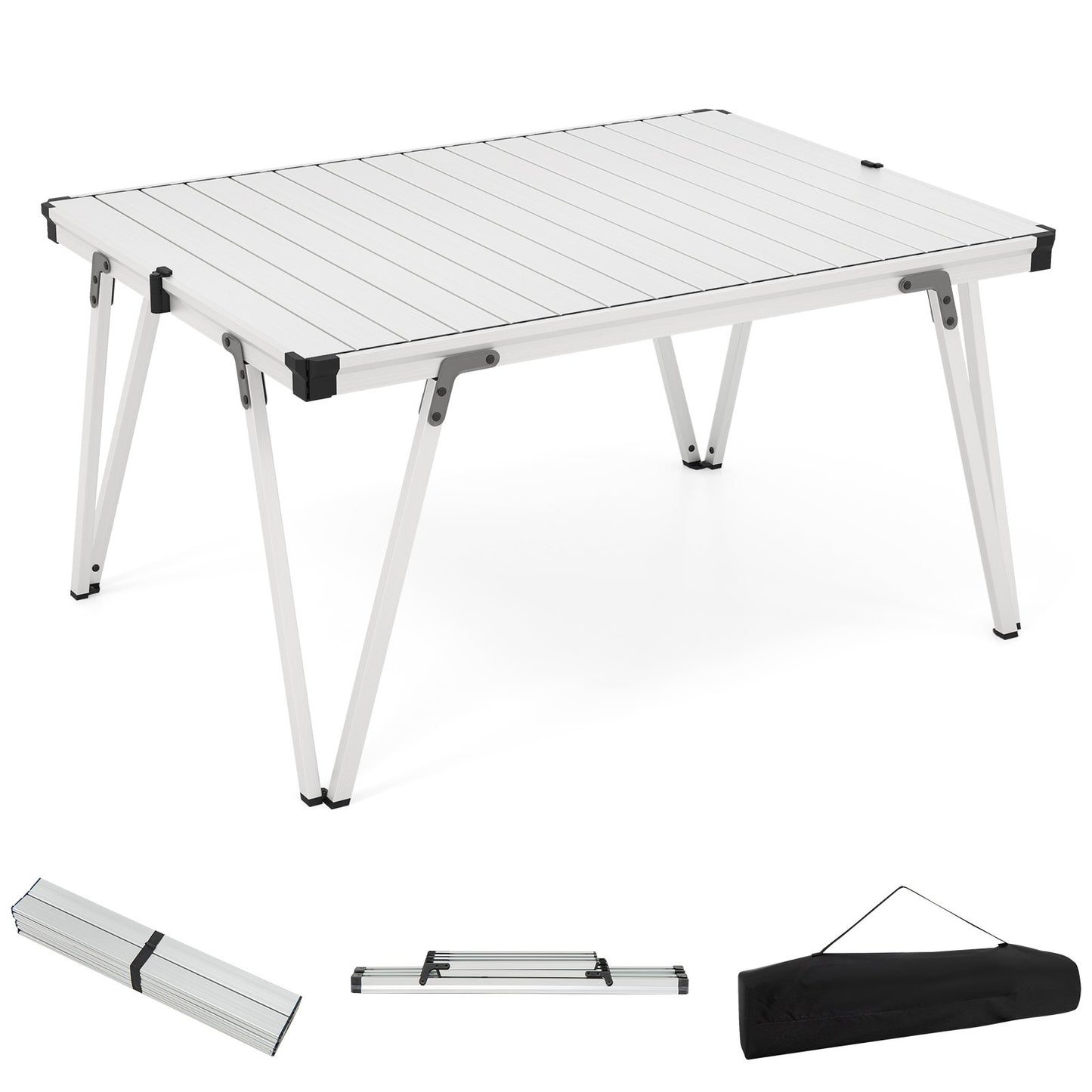 Folding Camping Table Picnic Table with Storage Bag and Waterproof Desktop-Brown
