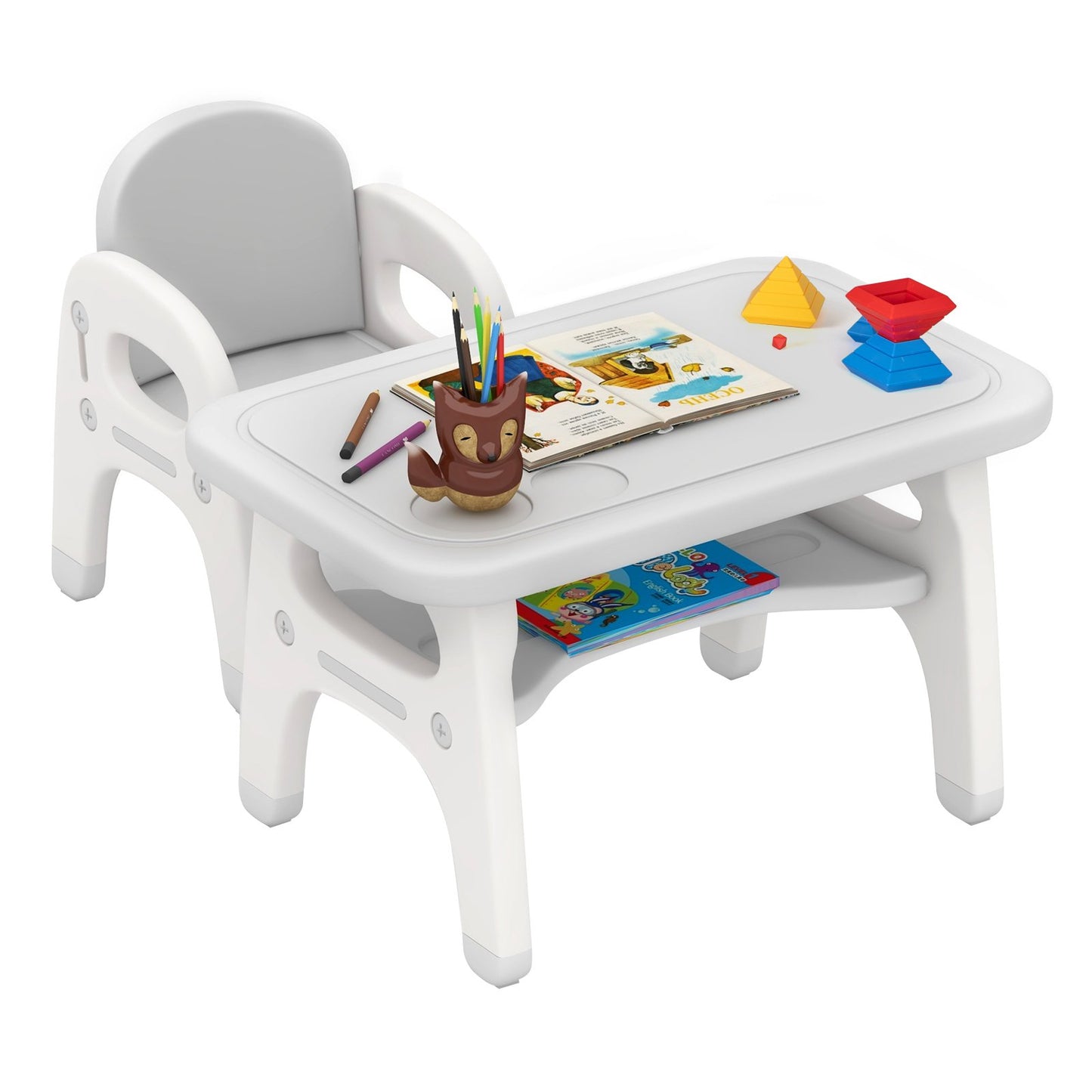 Kids Activity Table and Chair Set with Montessori Toys for Preschool and Kindergarten-Blue