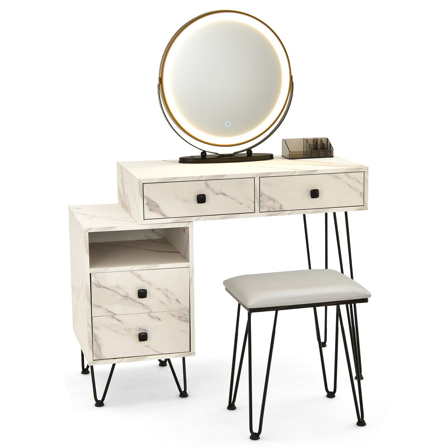 Modern Dressing Table with Storage Cabinet-Black