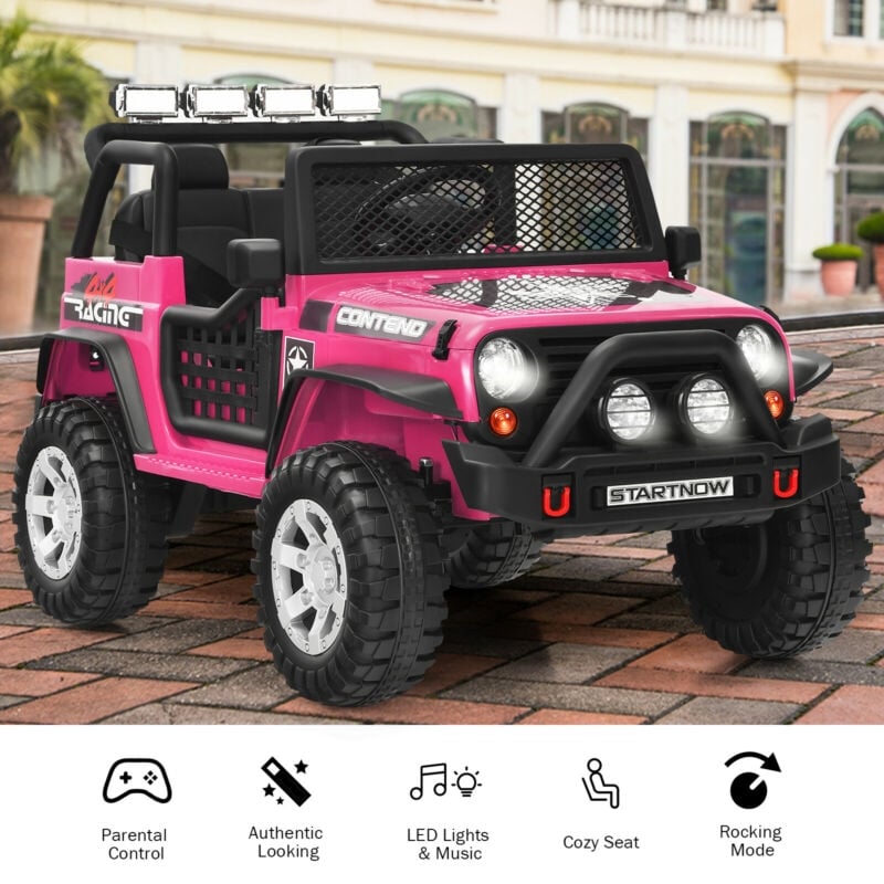 12V Kids Electric Ride On Truck with Remote Control and Operation Lever-Black