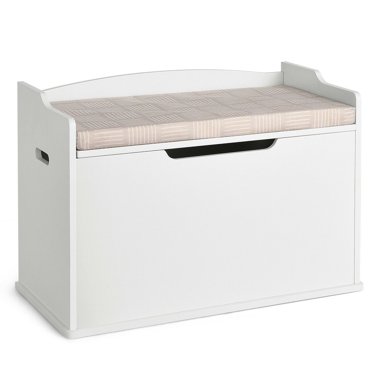 Kids Toy Wooden Flip-top Storage Box Chest Bench with Cushion Hinge-Brown