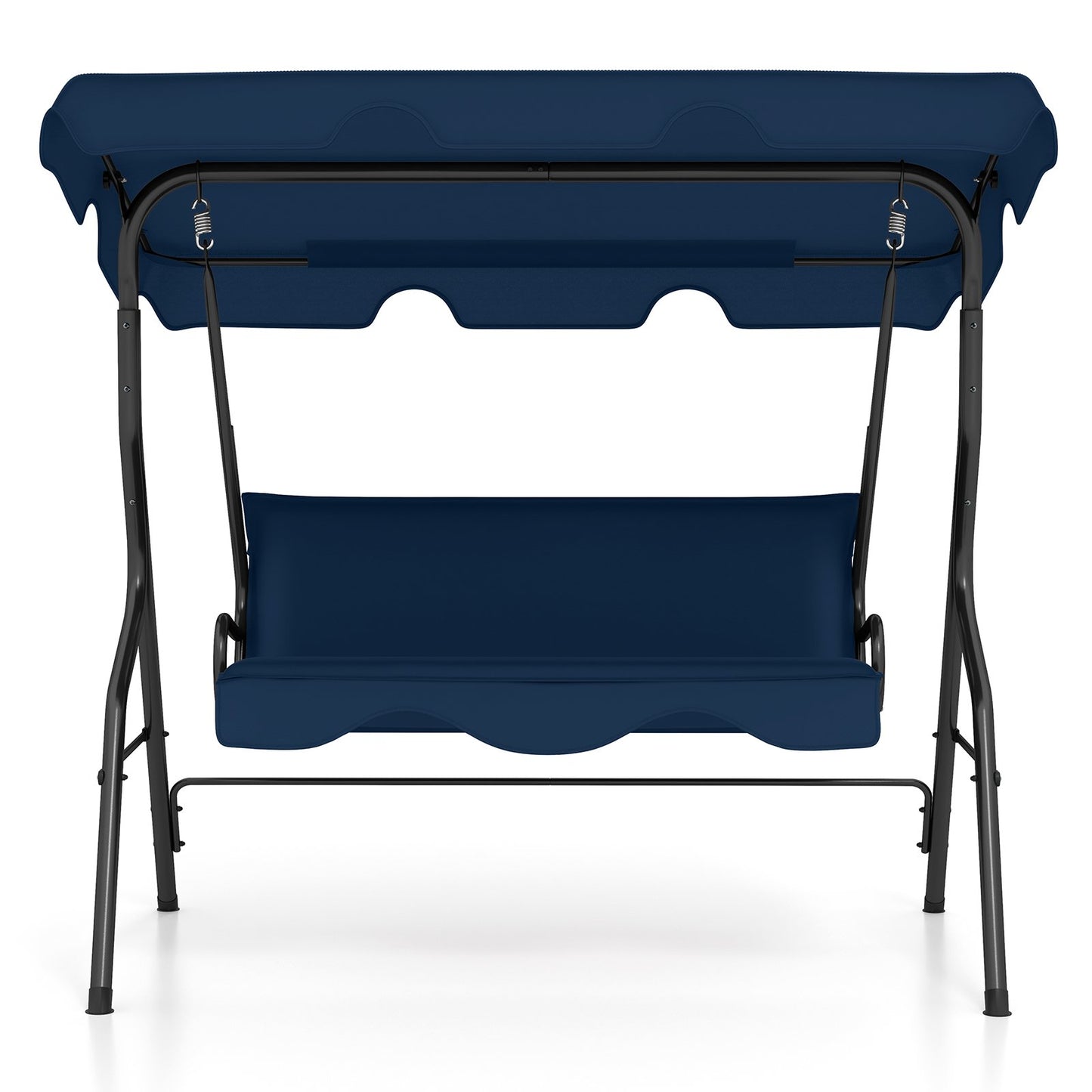 3 Seat Outdoor Patio Canopy Swing with Cushioned Steel Frame-Beige