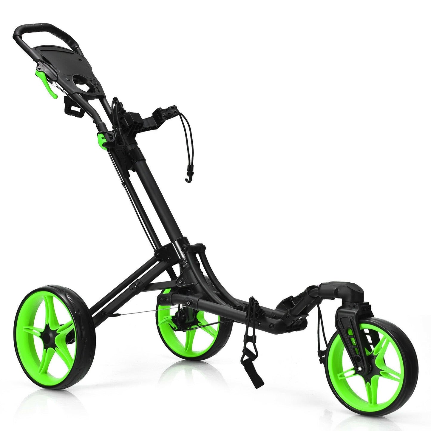 Folding Golf Push Cart with Scoreboard Adjustable Handle Swivel Wheel-Blue