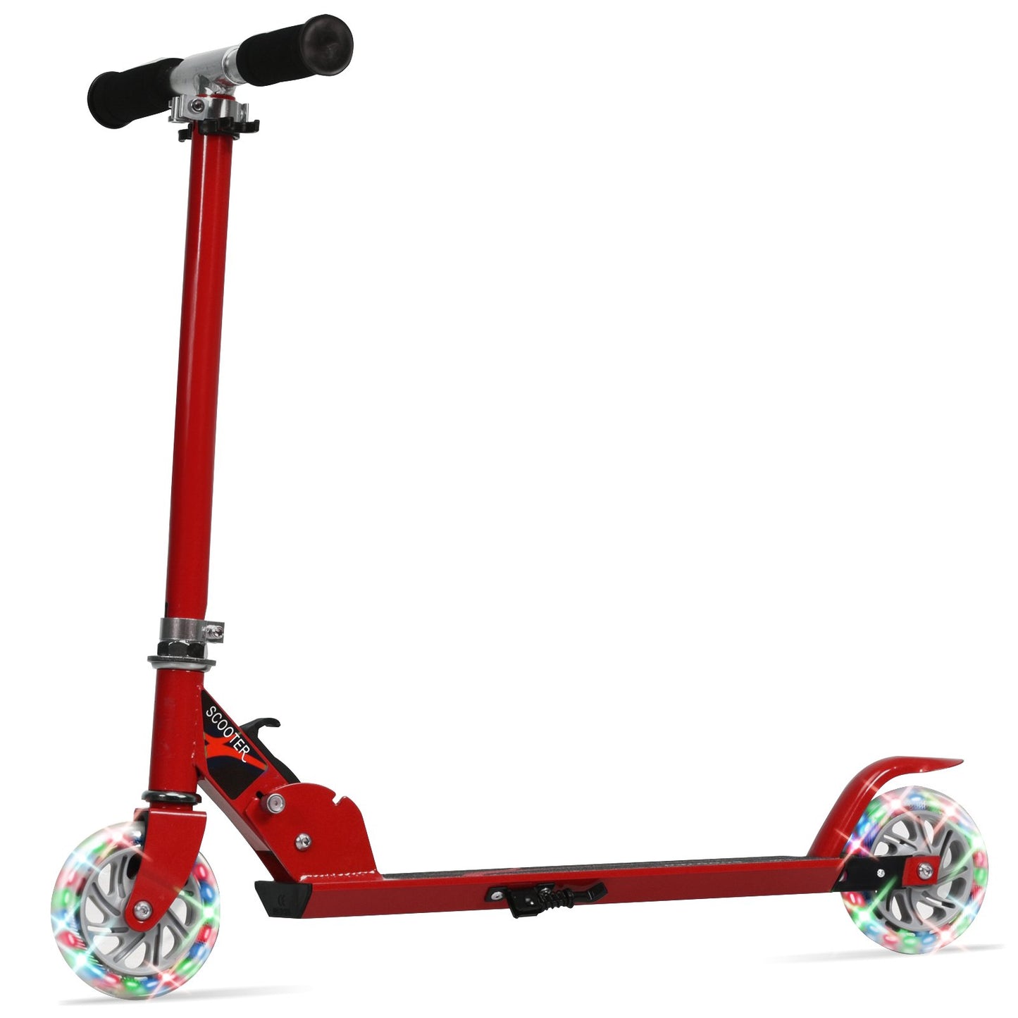 Folding Aluminum Kids Kick Scooter with LED Lights-Blue