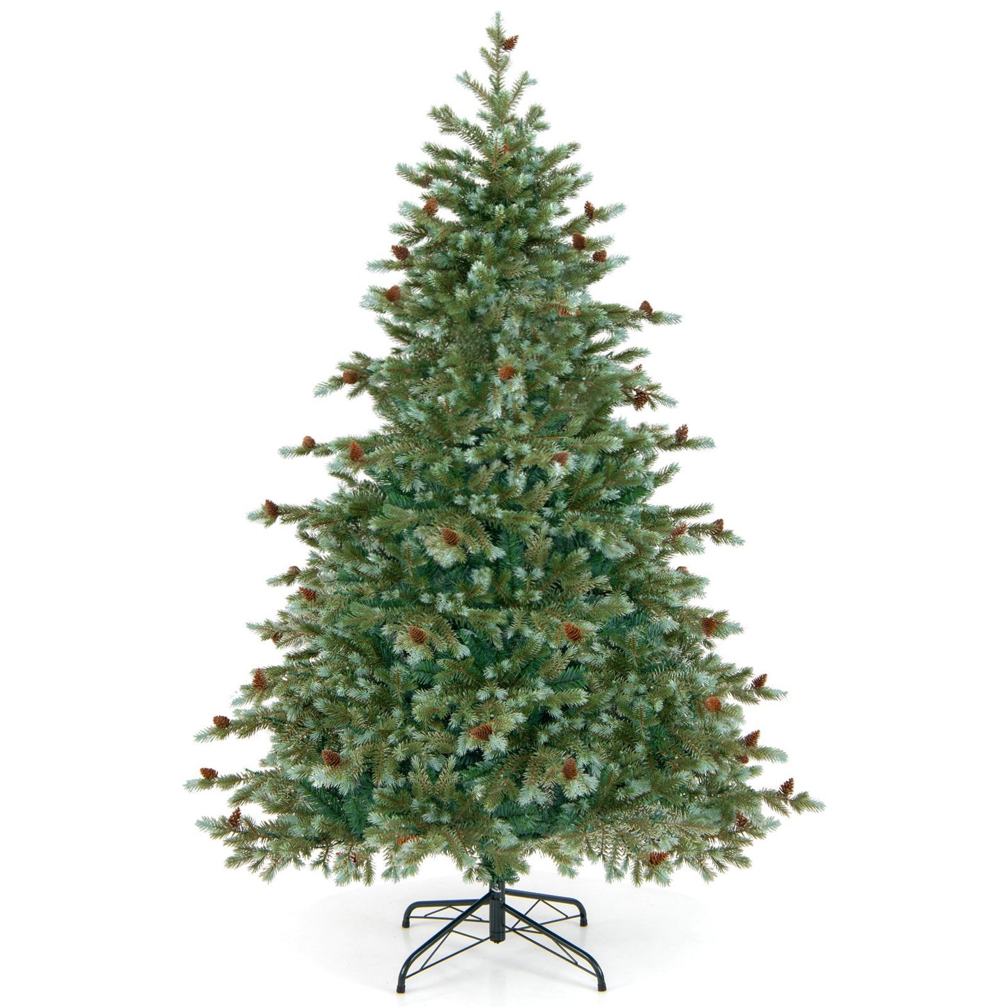 6/7/8 Feet Christmas Tree with Warm White LED Lights and Pine Cones-7 ft