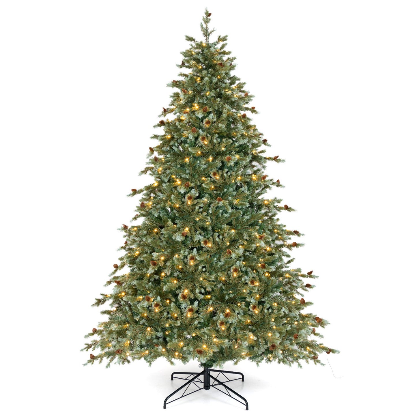6/7/8 Feet Christmas Tree with Warm White LED Lights and Pine Cones-7 ft