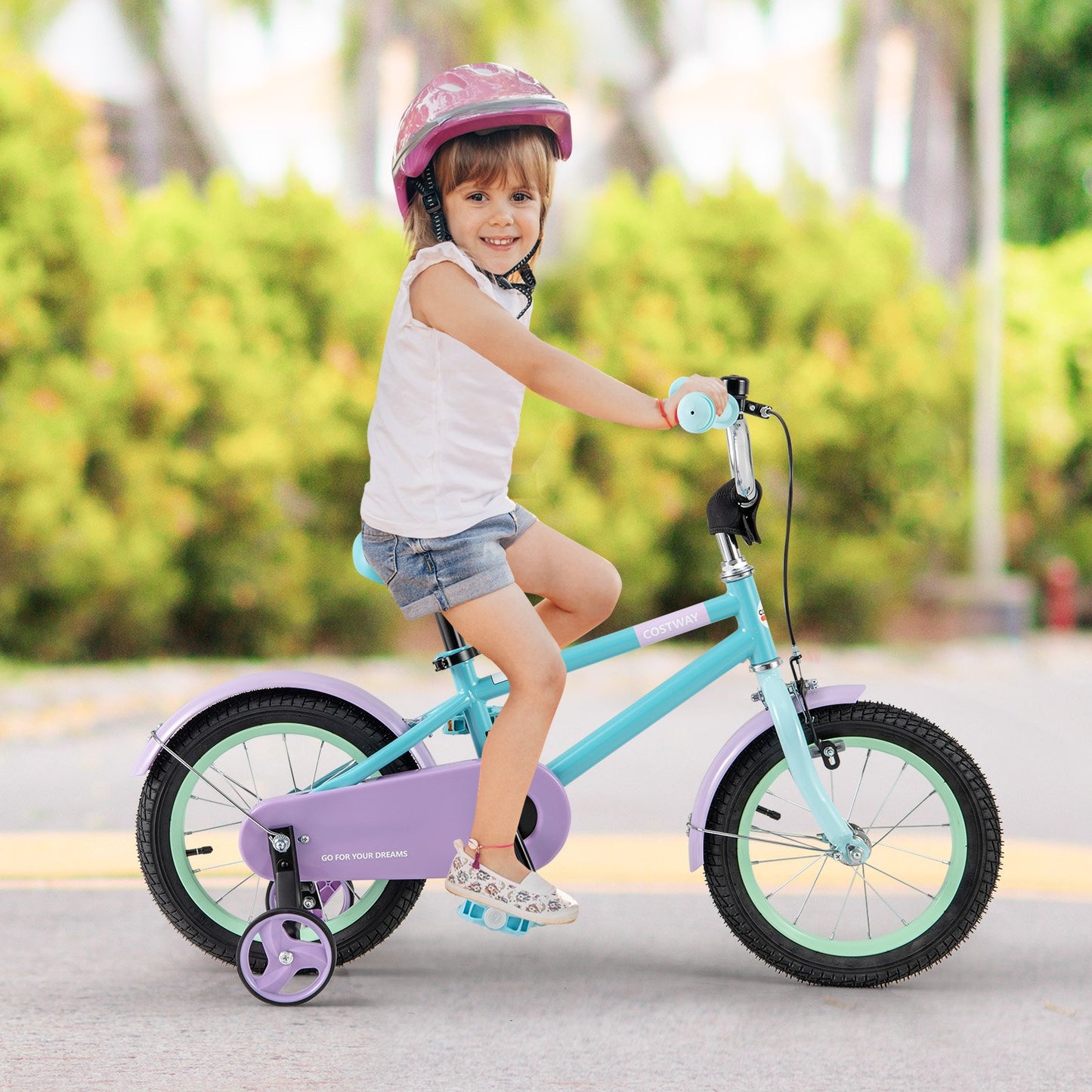 Kids Bike with Adjustable Handlebar and Saddle Purple-18 Inches