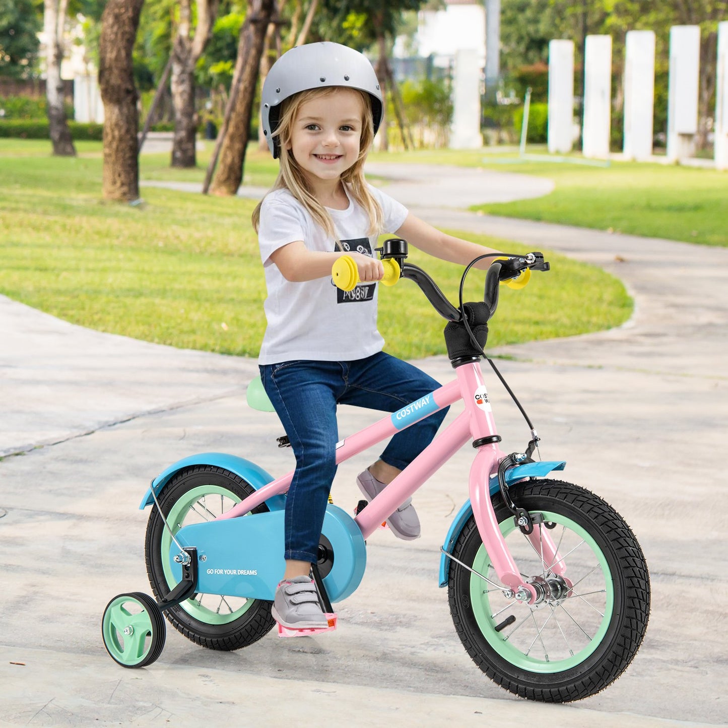 Kids Bike with Adjustable Handlebar and Saddle Pink-18 Inches