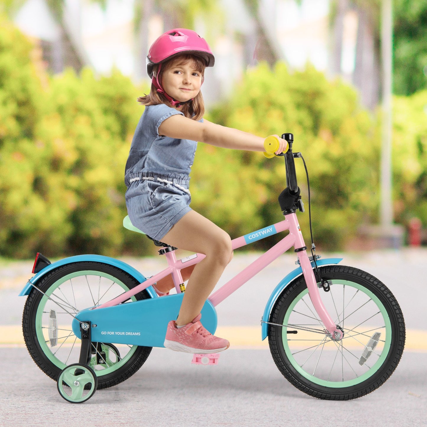 Kids Bike with Adjustable Handlebar and Saddle Pink-18 Inches