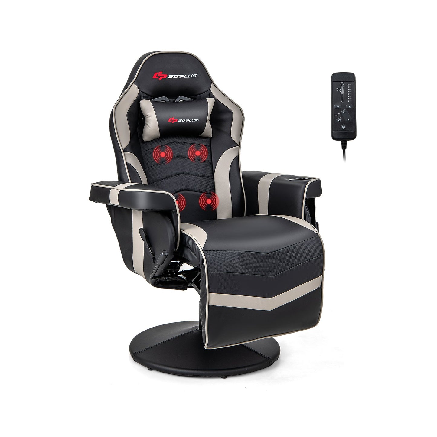 Massage Video Gaming Recliner Chair with Adjustable Height-Black