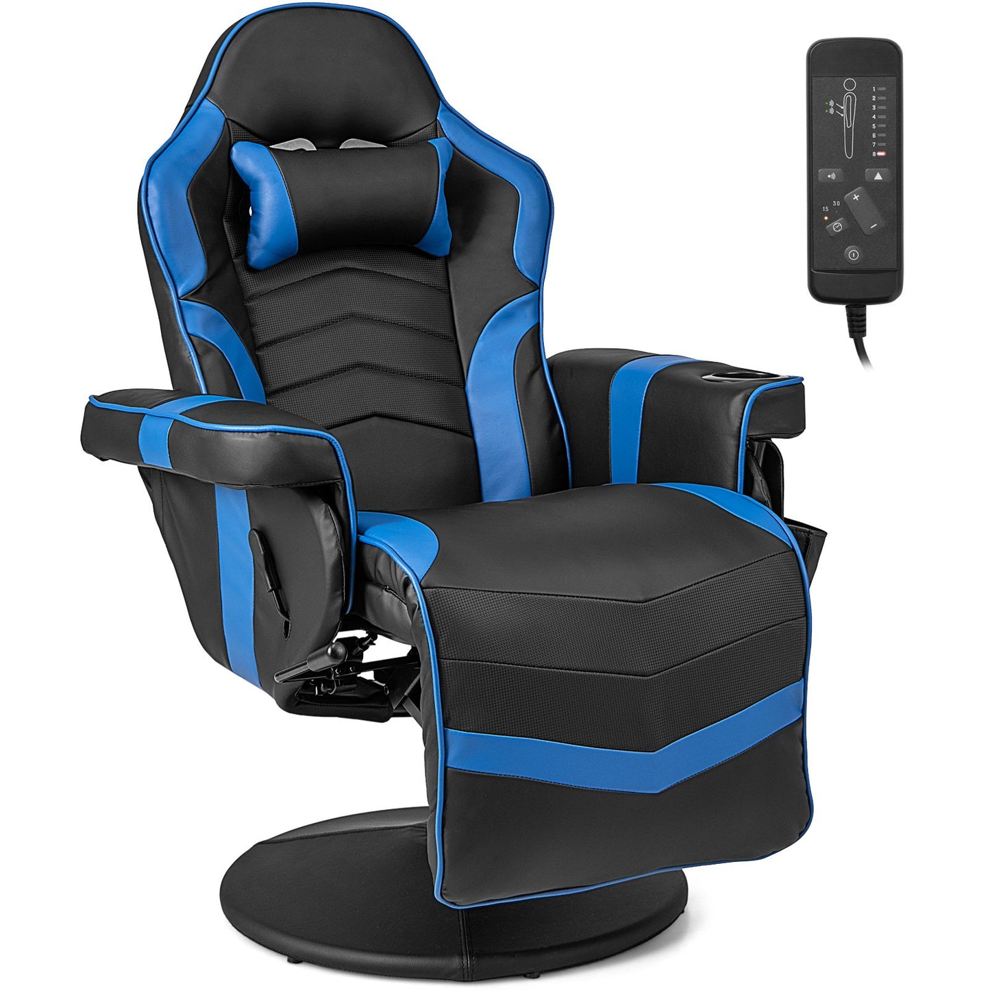 Massage Video Gaming Recliner Chair with Adjustable Height-Black