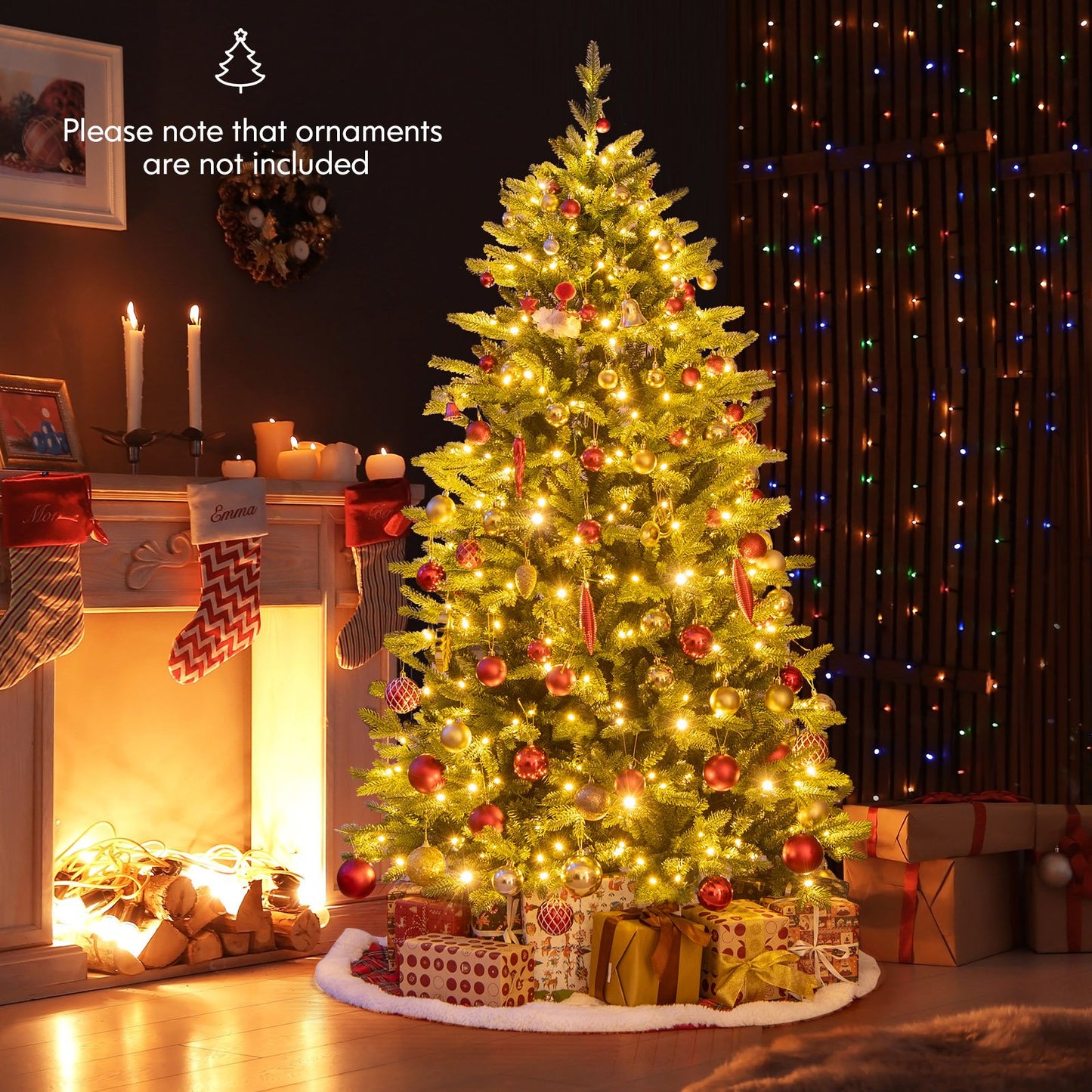 5 Feet Artificial Xmas Tree Hinged with 11 Lighting Modes and Remote Control-5 ft