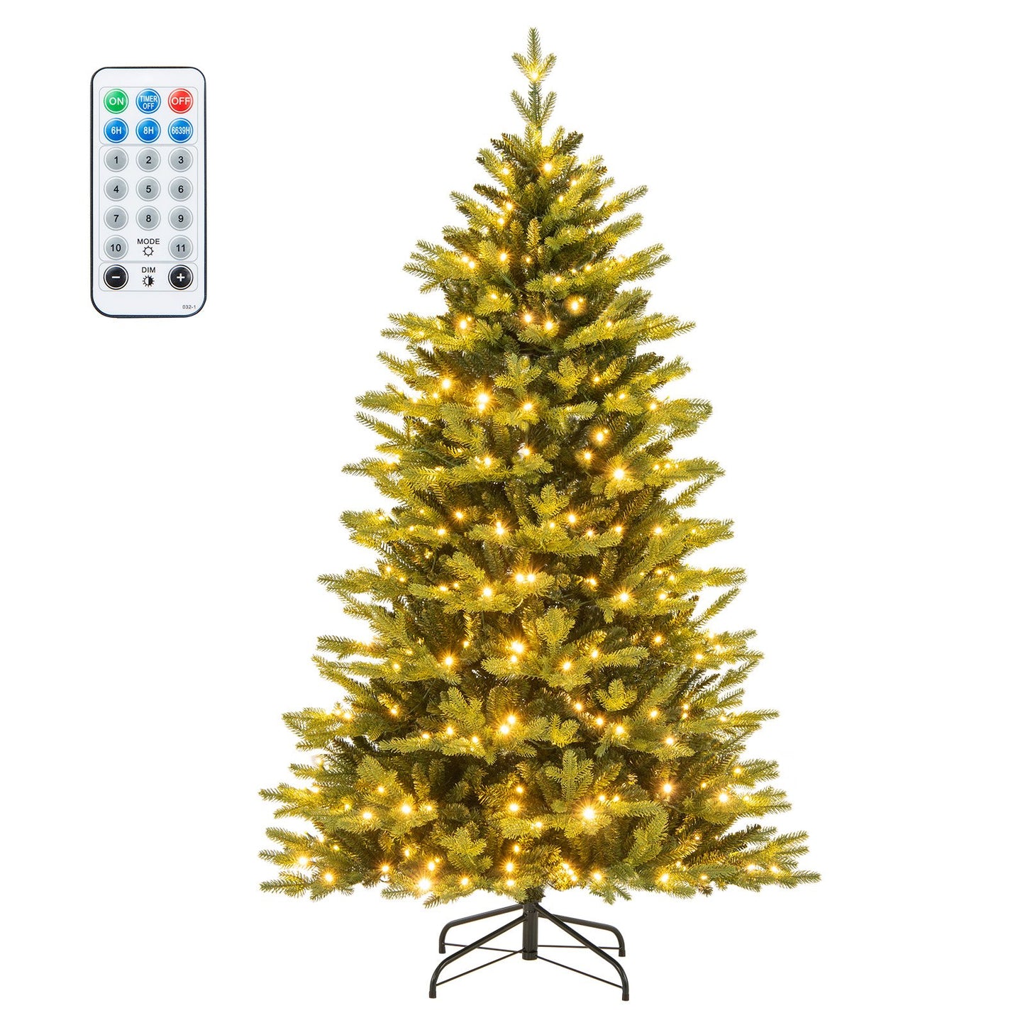 5 Feet Artificial Xmas Tree Hinged with 11 Lighting Modes and Remote Control-5 ft