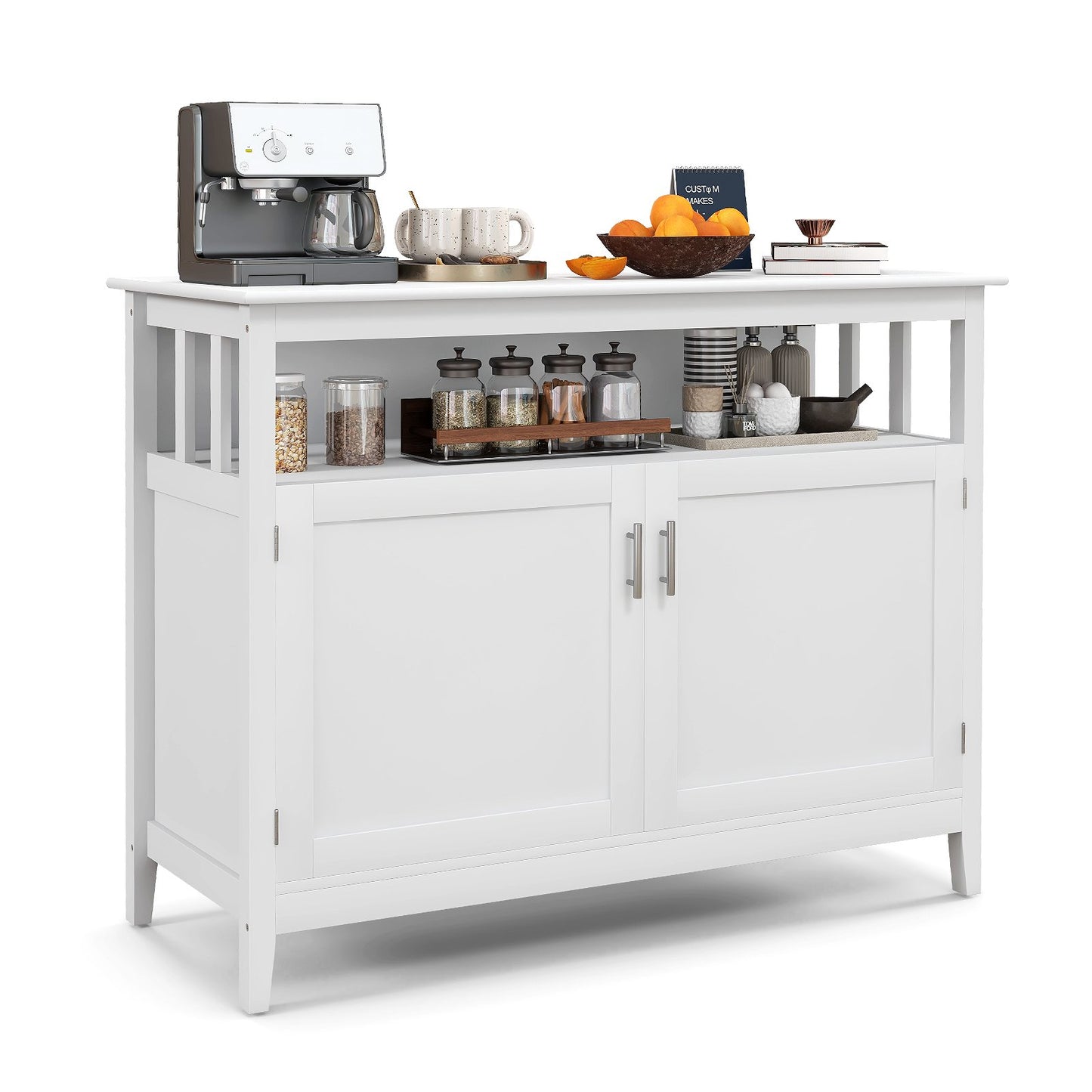 Kitchen Buffet Server Sideboard Storage Cabinet with 2 Doors and Shelf-Black