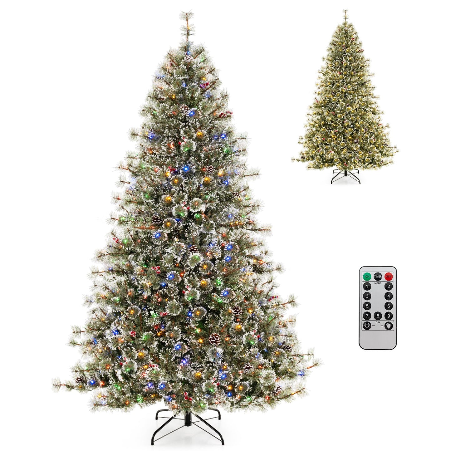 6/7.5/9 FT Artificial Christmas Tree Pre-Lit Hinged Holiday Tree with 360° Quick Power Connector-6 ft