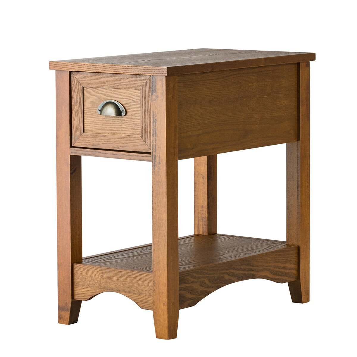 Contemporary Chair Side End Table Compact Table with Drawer Nightstand-Coffee