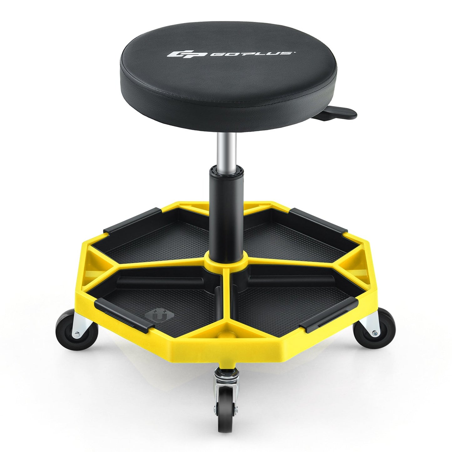 330 LBS Capacity Pneumatic Rolling Mechanic Stool with Padded Seat-Black