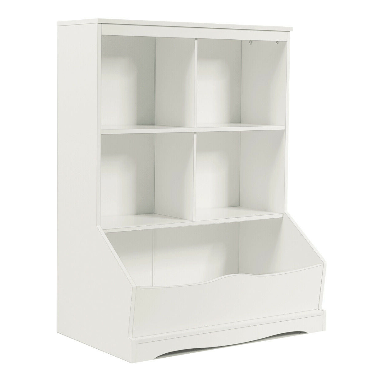 3-Tier Children's Multi-Functional Bookcase Toy Storage Bin Floor Cabinet-Gray