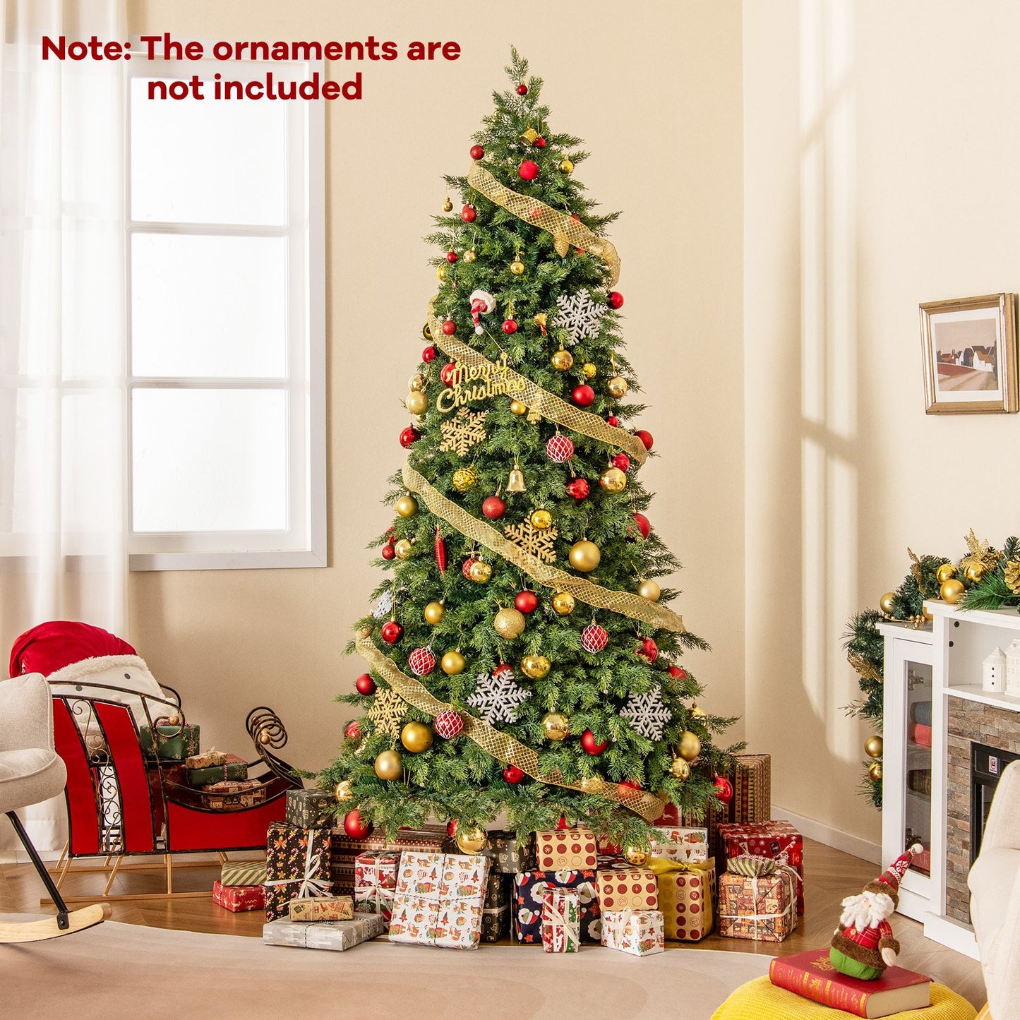 Artificial Christmas Tree Green Hinged Holiday Tree with 721/1019 Lush Branch Tips-6 ft