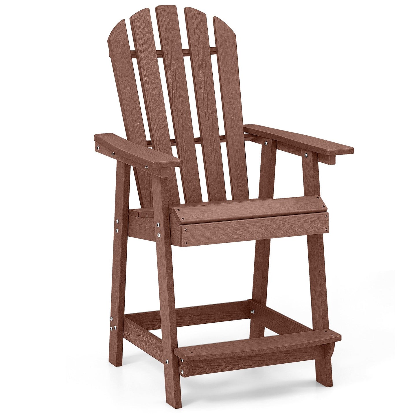 HDPE Patio Chair with Armrest and Footrest for Indoor Outdoor-Brown