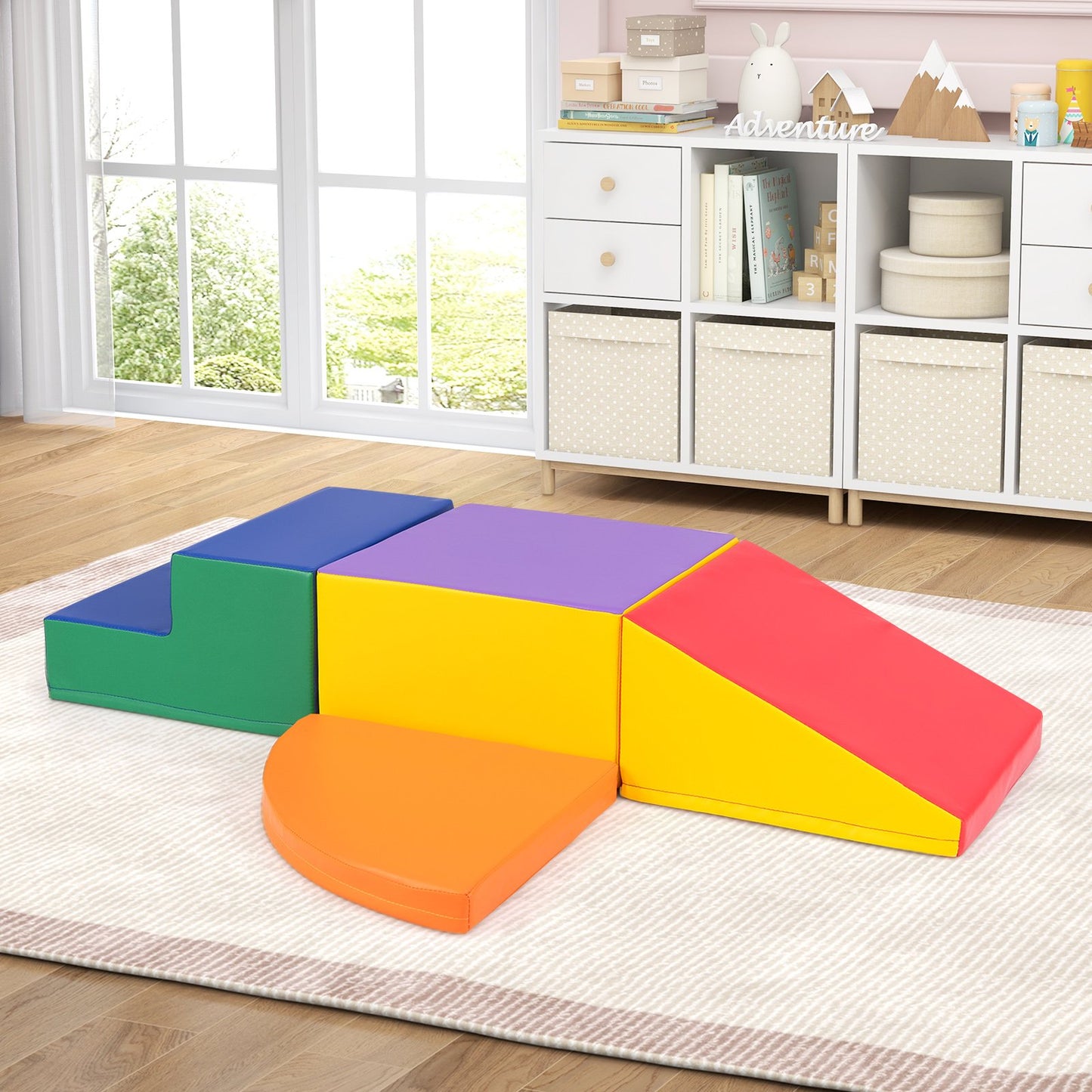 4-Piece Climb and Crawl Foam Block Play Set for Infant Baby-Black