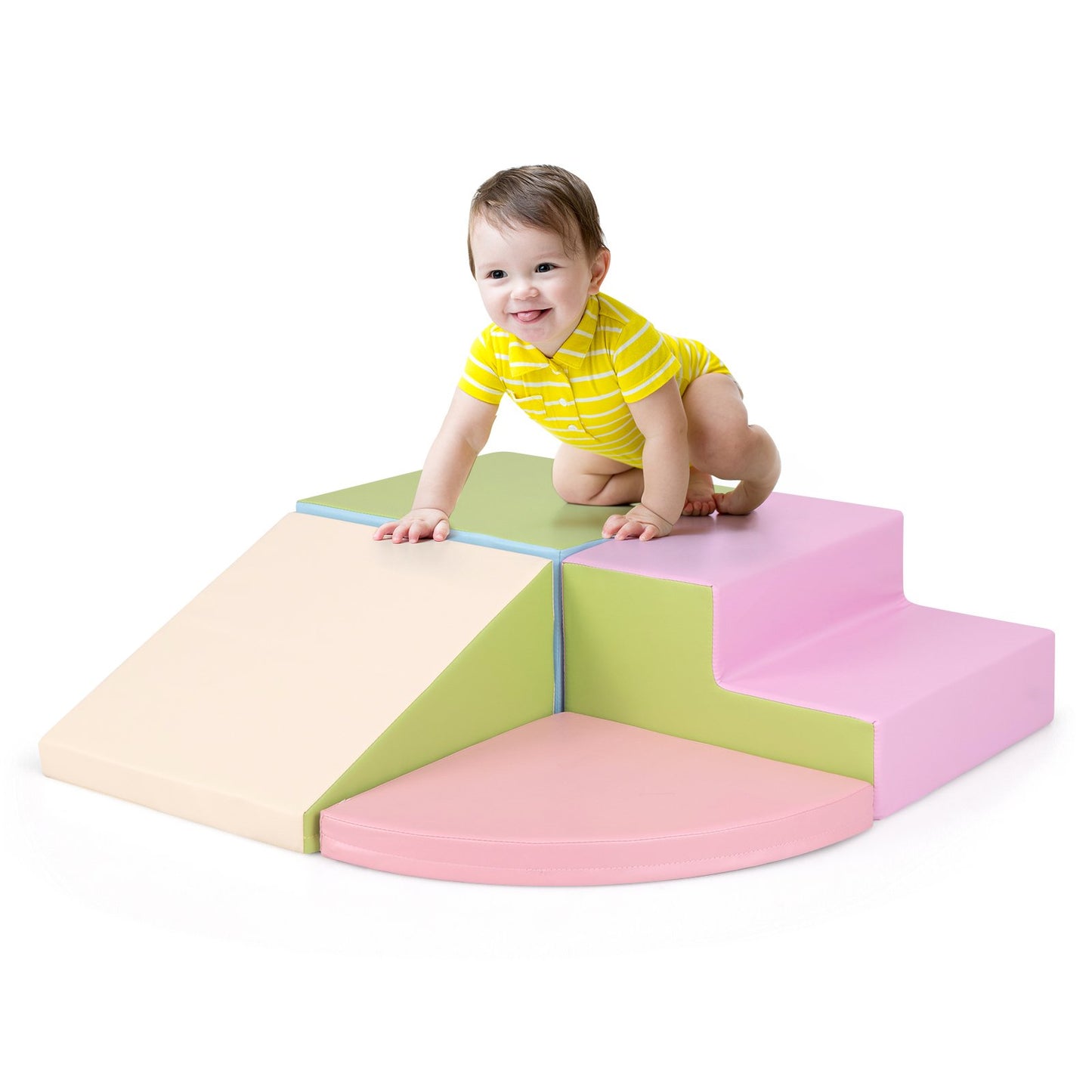 4-Piece Climb and Crawl Foam Block Play Set for Infant Baby-Black