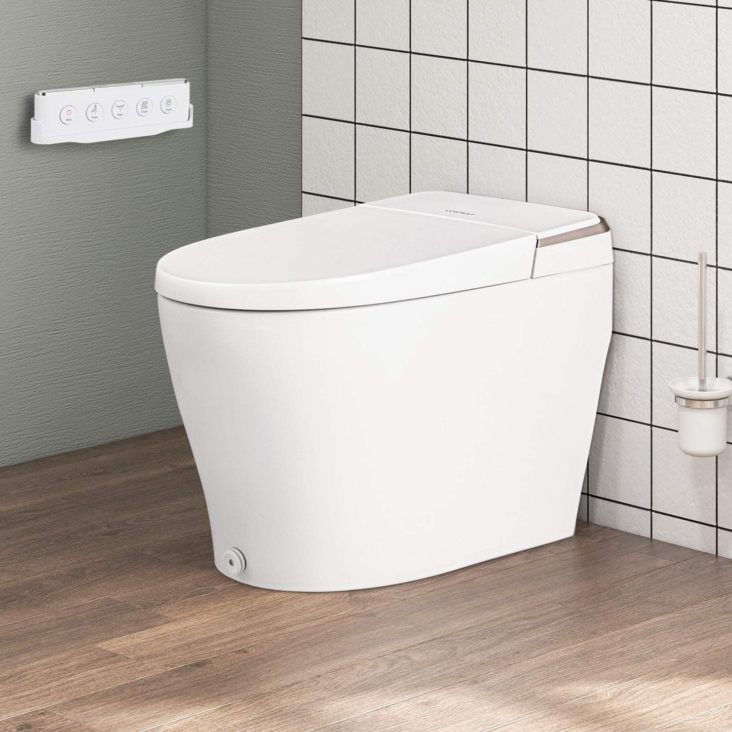 Elongated Bidet Toilet with Adjustable Heated Seat-White