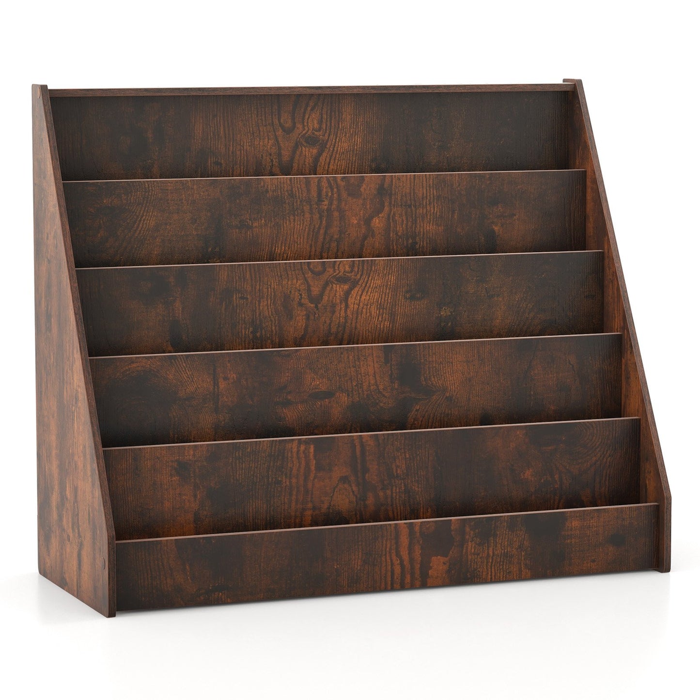 5-Tier Kids Bookshelf with Deep Compartments and Stable Baby Book Case-Natural