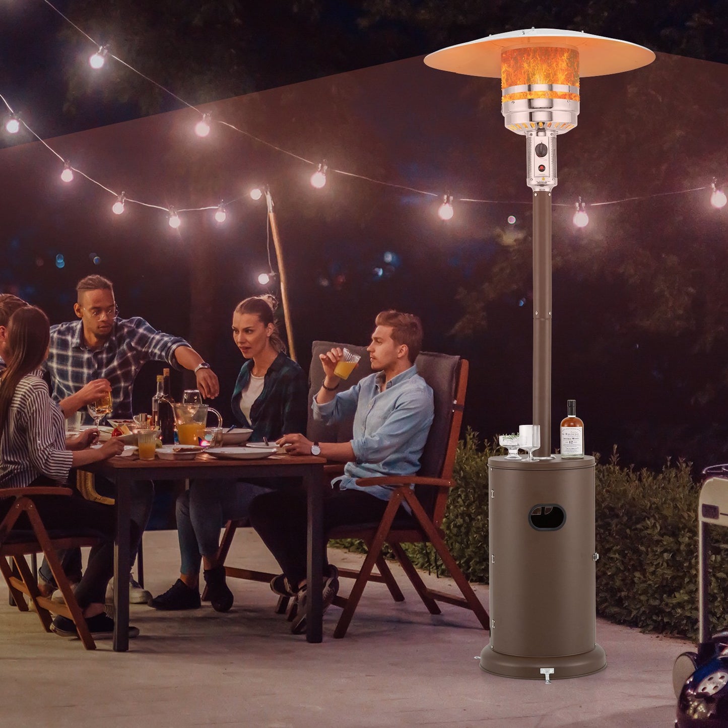 50000 BTU Propane Patio Heater with Round Table Design-Black
