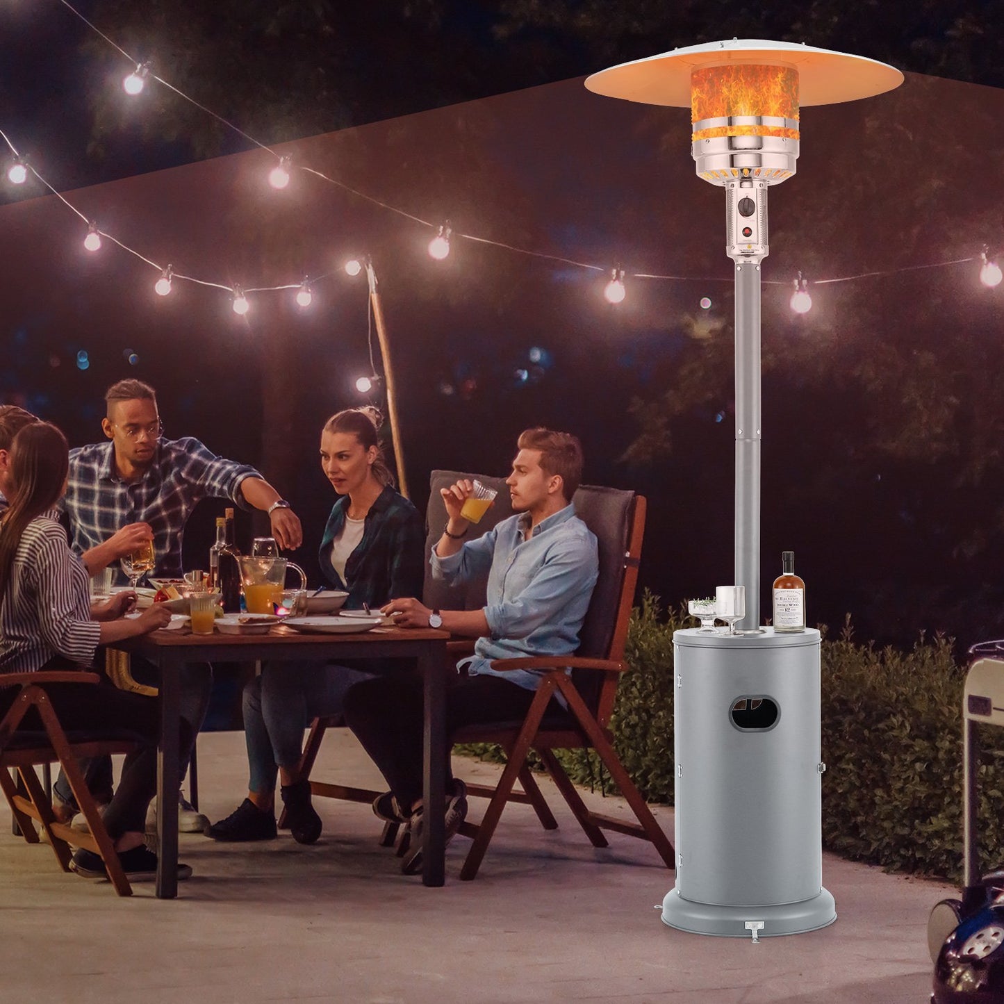 50000 BTU Propane Patio Heater with Round Table Design-Black
