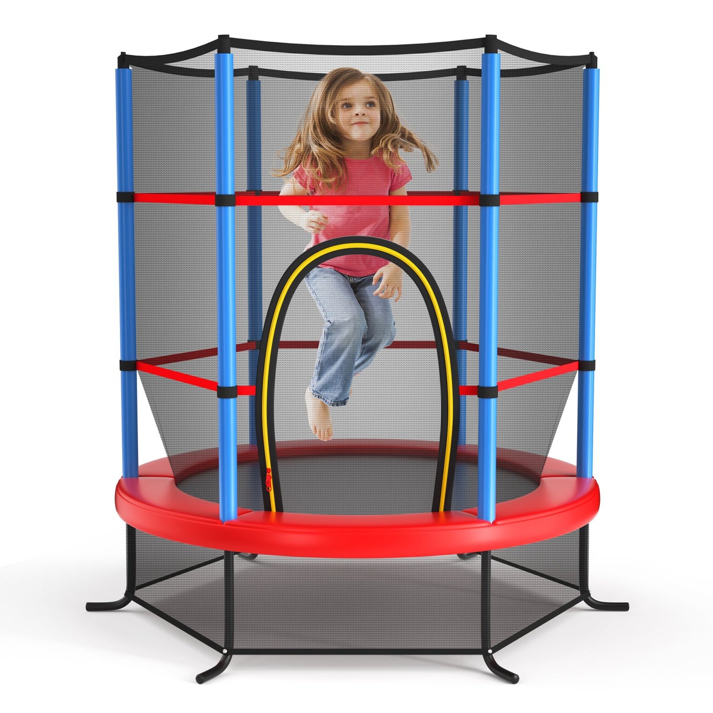 55 Inch Kids Recreational Trampoline Bouncing Jumping Mat with Enclosure Net-Green