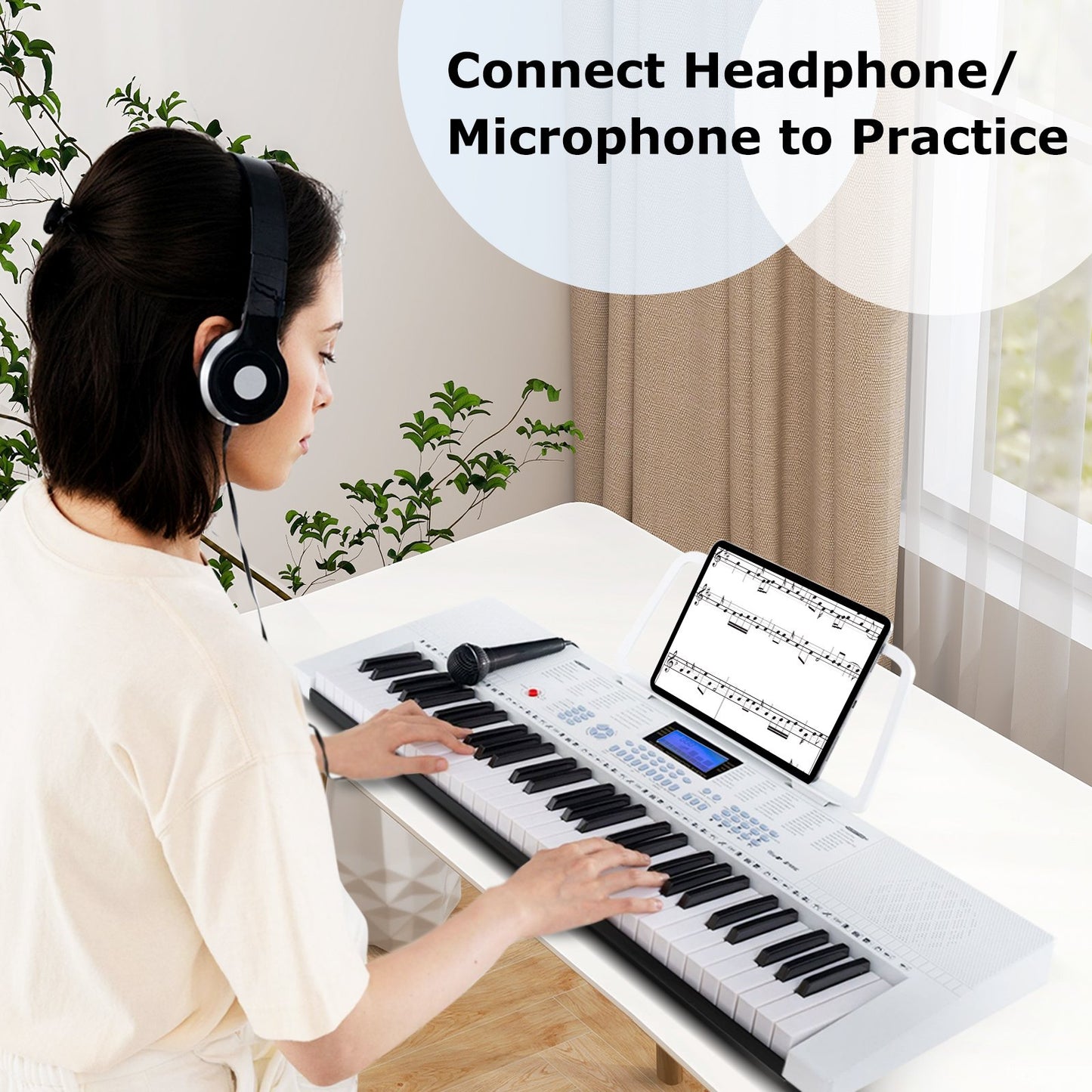61-Key Electric Piano Keyboard for Beginner-Pink