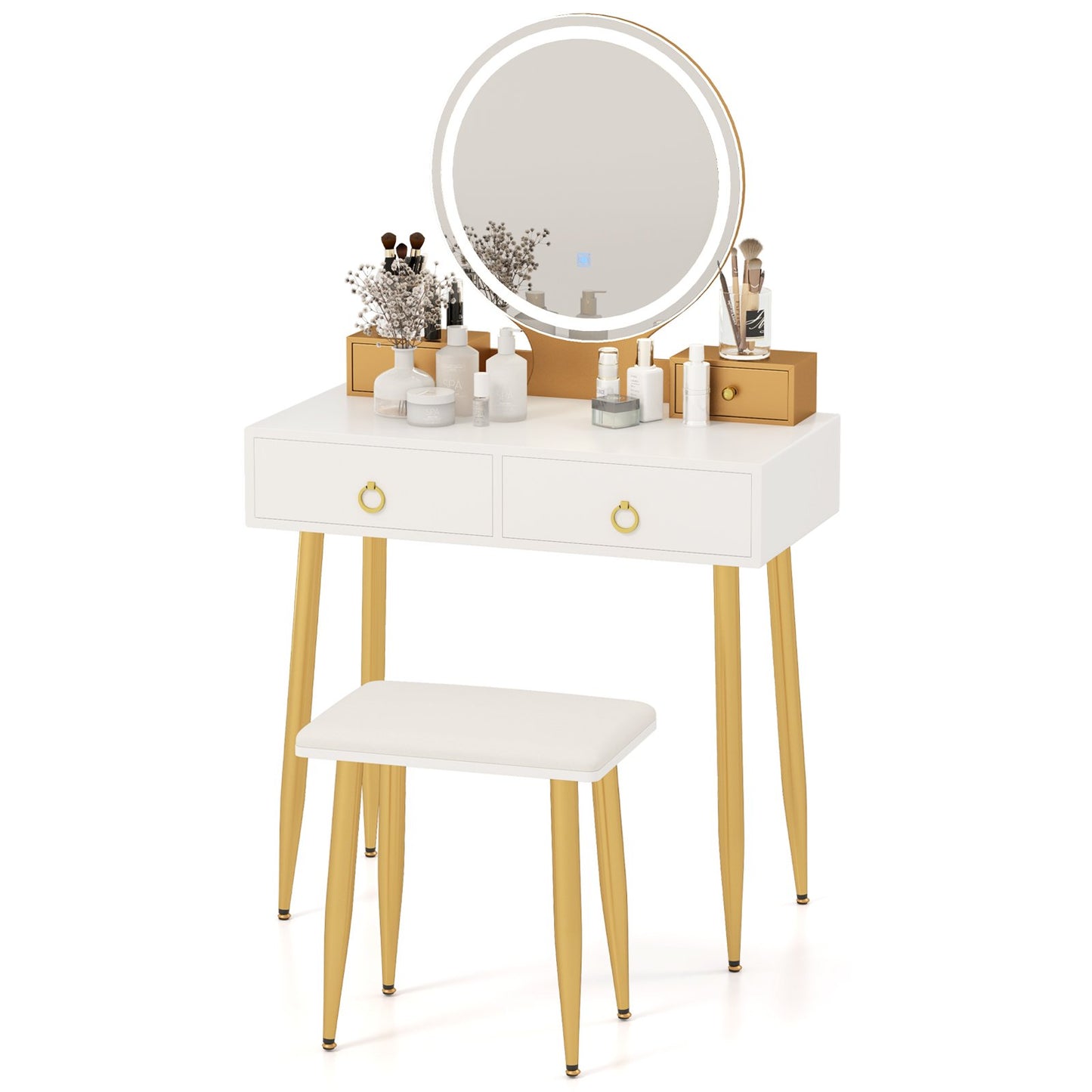 Vanity Table Set with Mirror-Gray