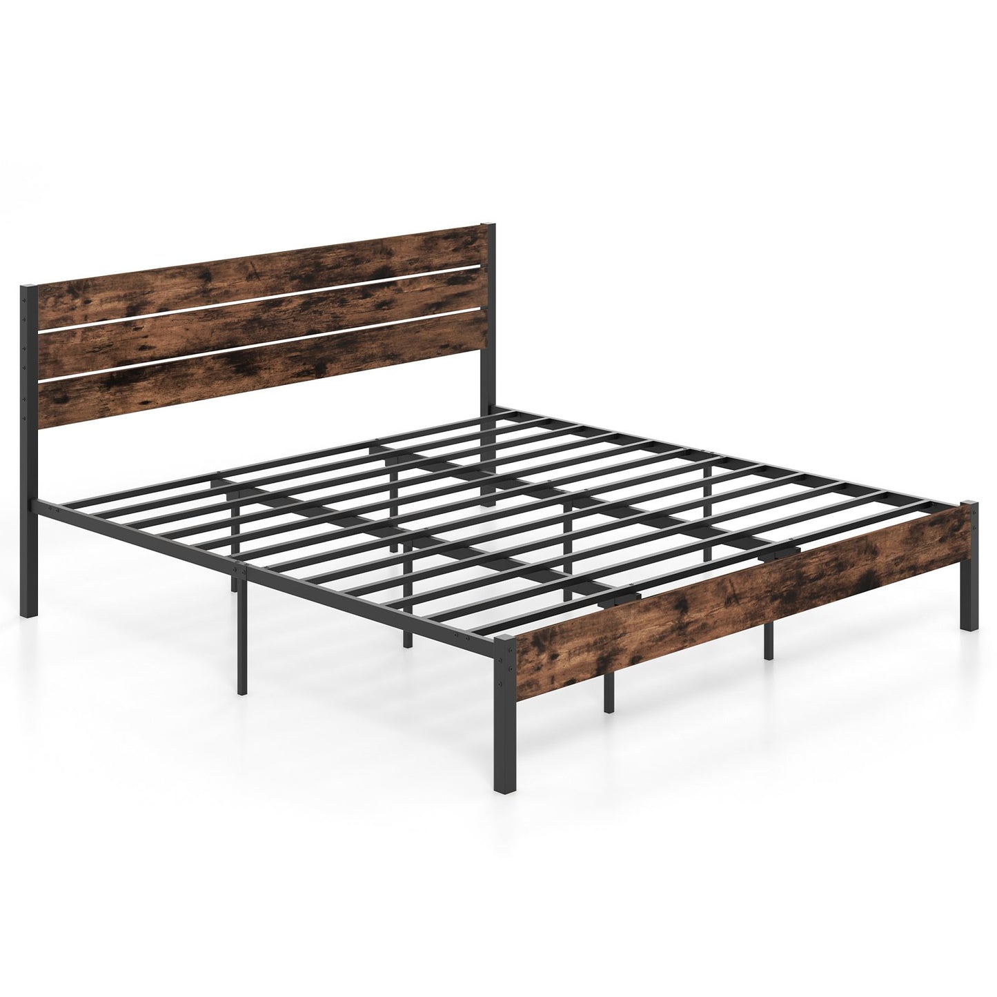 Full/King/Queen/Twin Size Bed Frame with High Headboard and Mute Bar-Queen Size