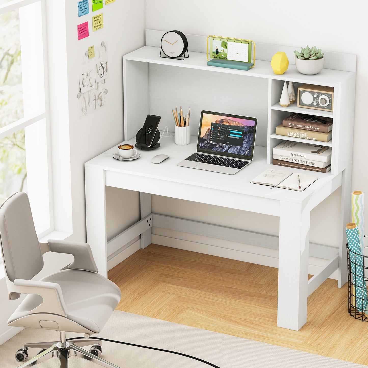 48 Inch Writing Computer Desk with Anti-Tipping Kits and Cable Management Hole-Black