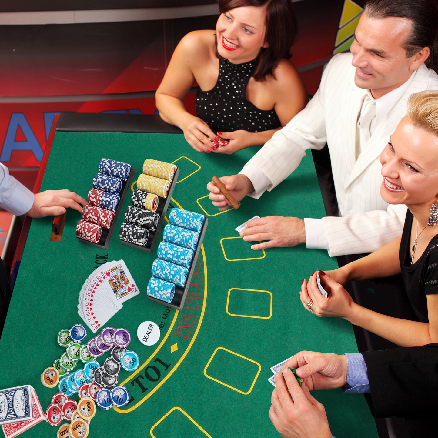 Casino Poker Chips with 600 Pieces Chips Texas Holdem Poker Chip Set-Black