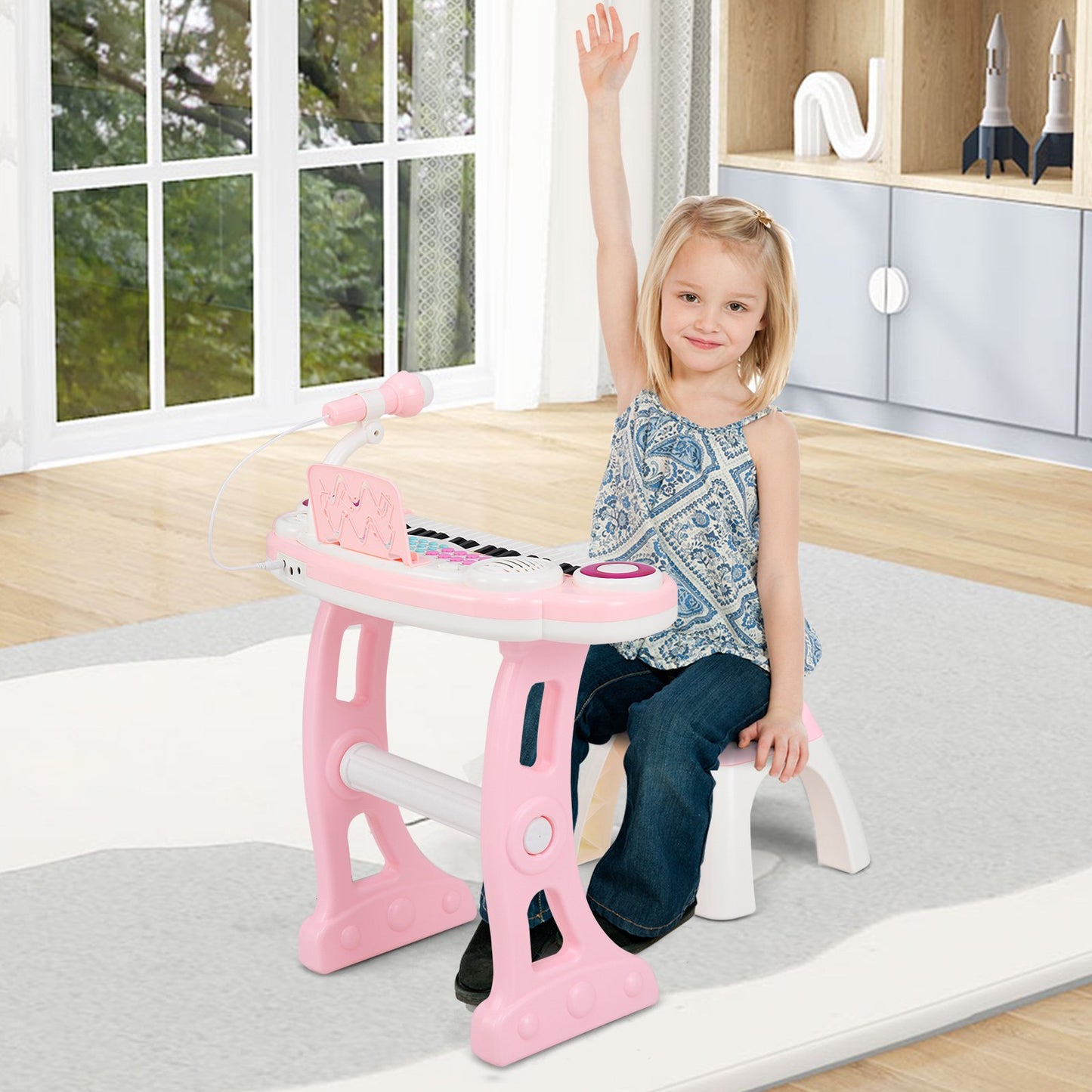 37-key Kids Electronic Piano Keyboard Playset-Blue