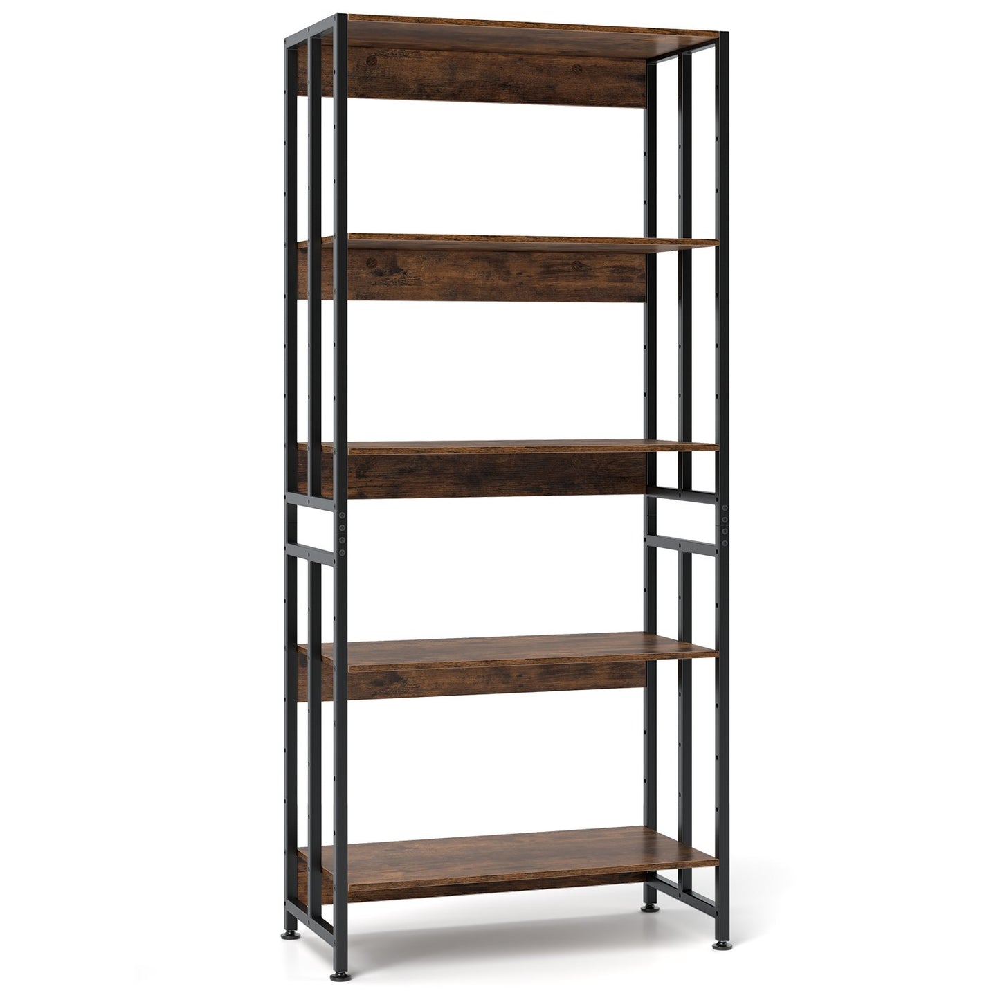 5-Tier Bookshelf with Adjustable and Tiltable Shelves-Black