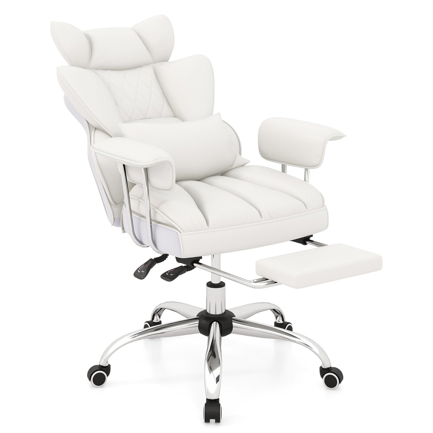 Big and Tall Executive Office Desk Chair with Footrest and Lumbar Support-Black