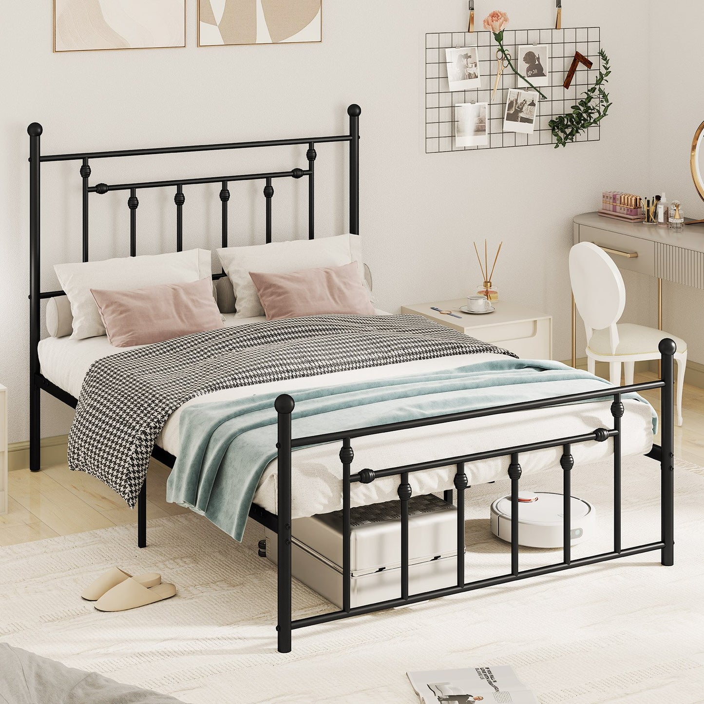 Full/Queen/Twin Size Heavy-duty Metal Bed Frame with Headboard-Twin Size