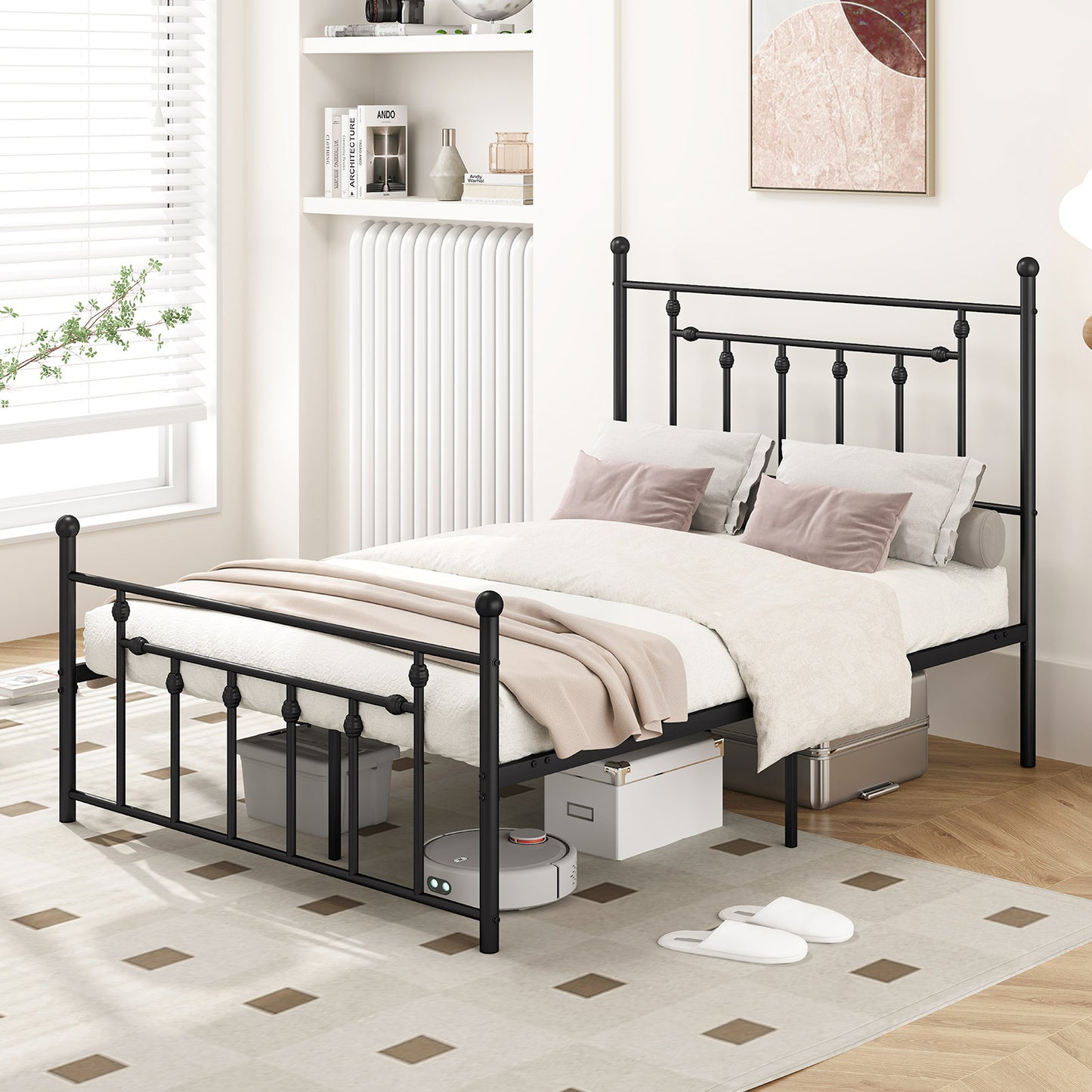 Full/Queen/Twin Size Heavy-duty Metal Bed Frame with Headboard-Twin Size