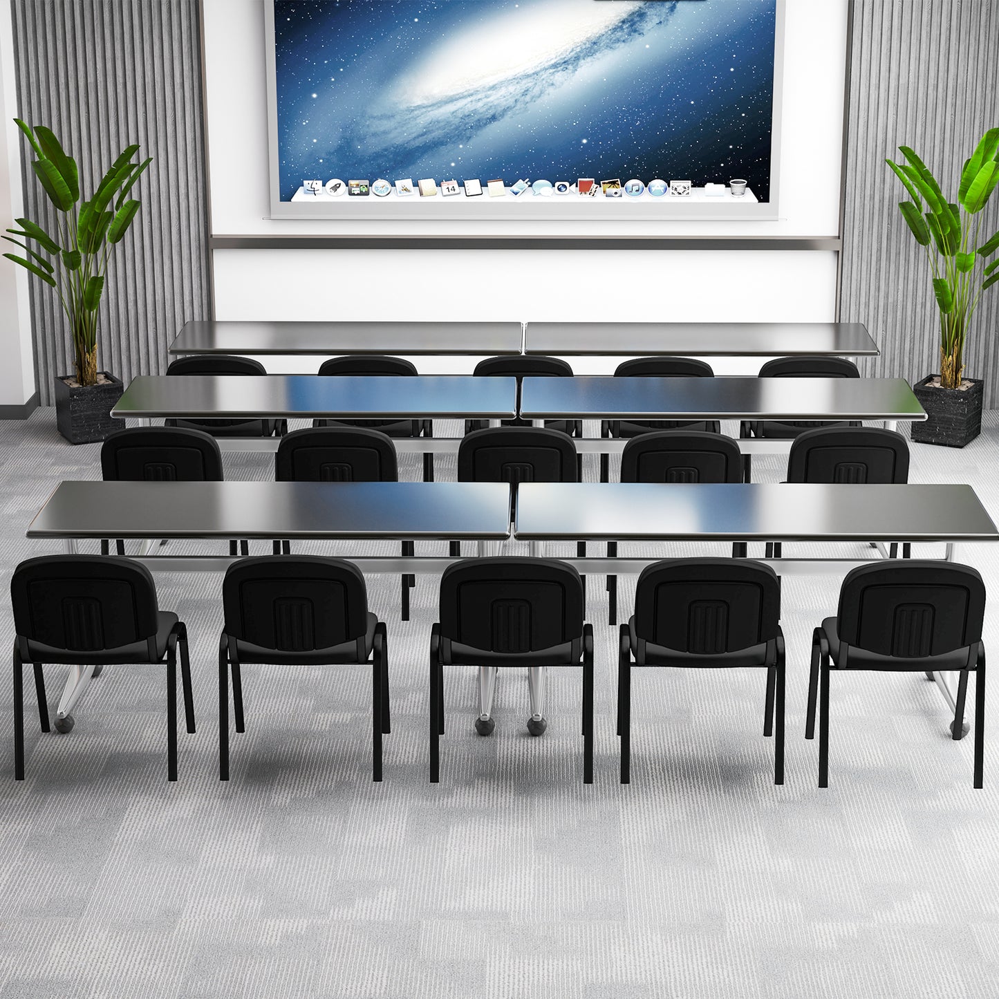 Office Chair with Metal Frame and Padded Cushions for Conference Room-Set of 5