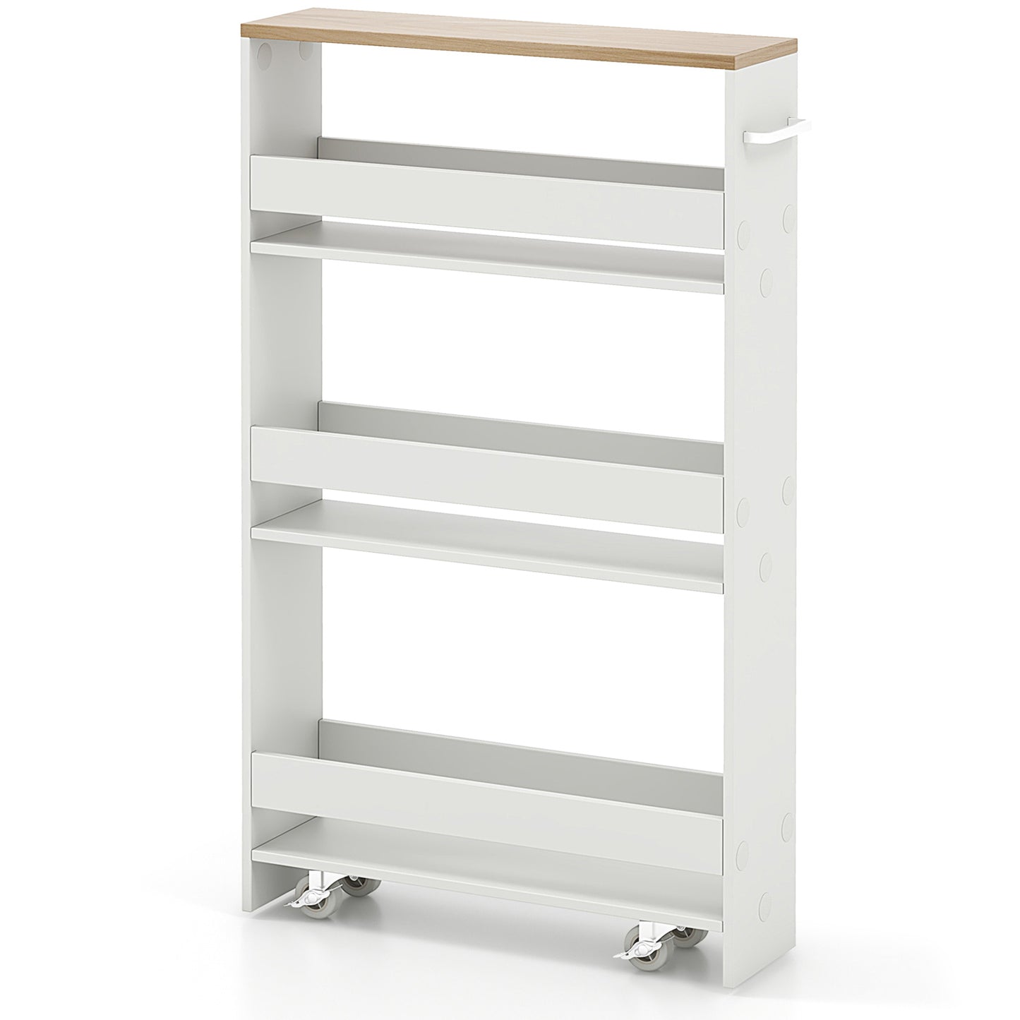 Rolling Kitchen Slim Storage Cart Mobile Shelving Organizer with Handle-Gray